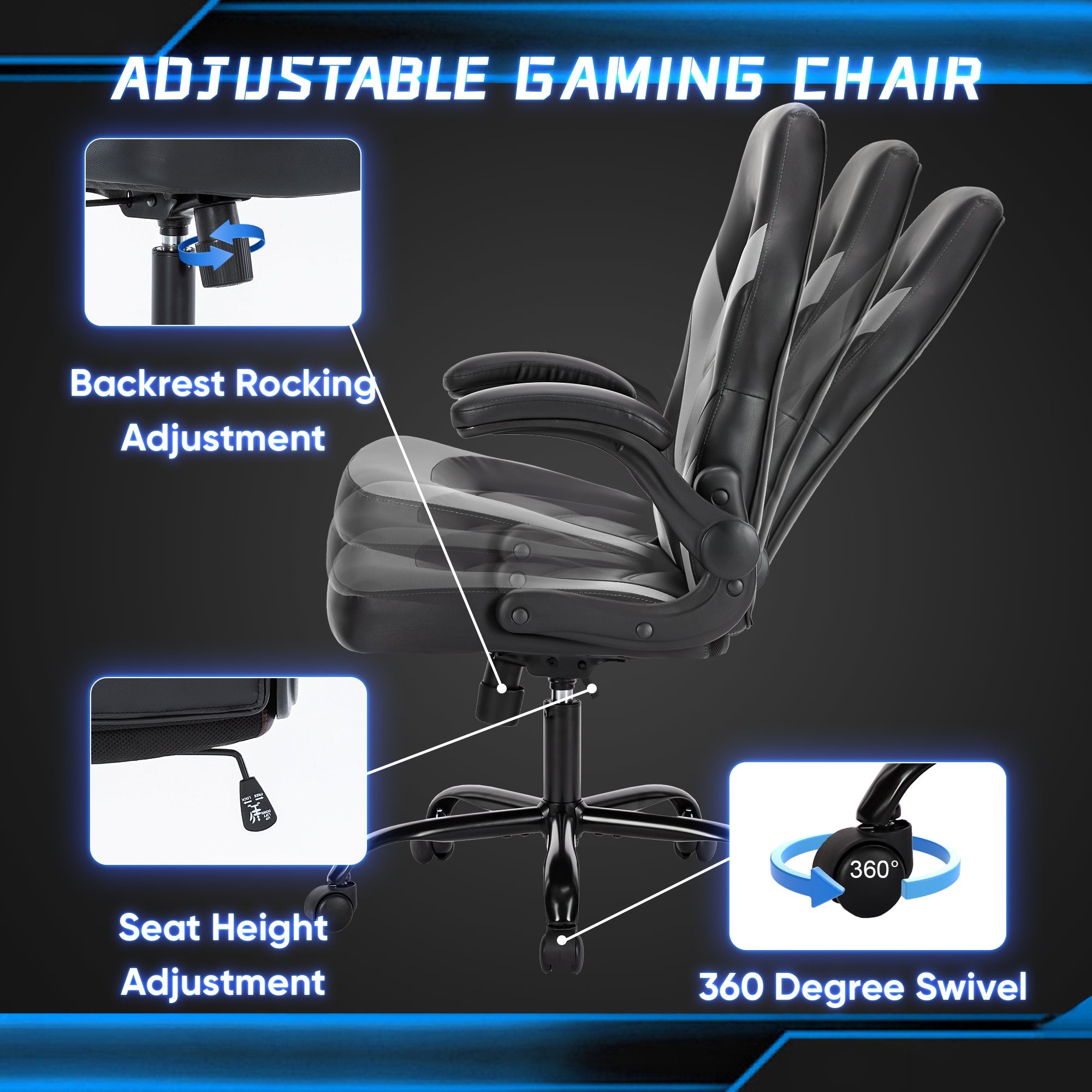 Gaming Chair - Ergonomic PU Leather Computer Chair-American Furniture Outlet