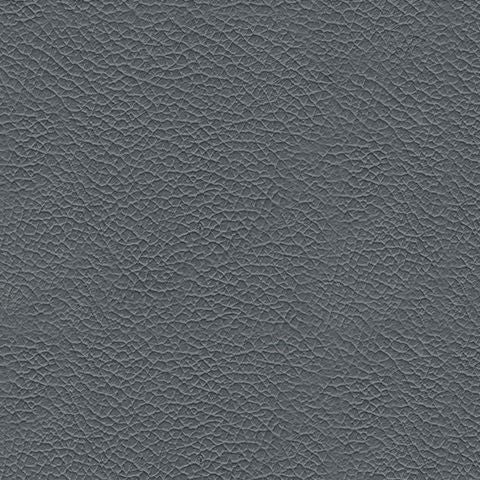 Blue-gray leather upholstery fabric swatch with textured grain surface
