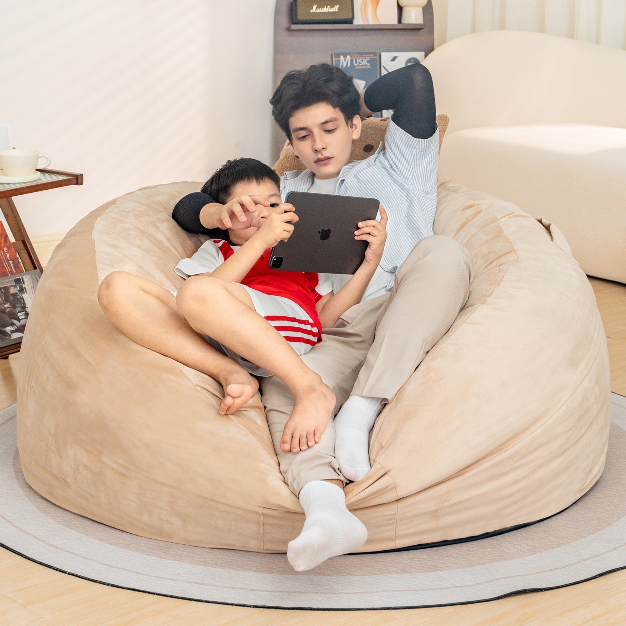 Giant 5' Memory Foam Bean Bag Chair - Microfiber Cover-American Furniture Outlet