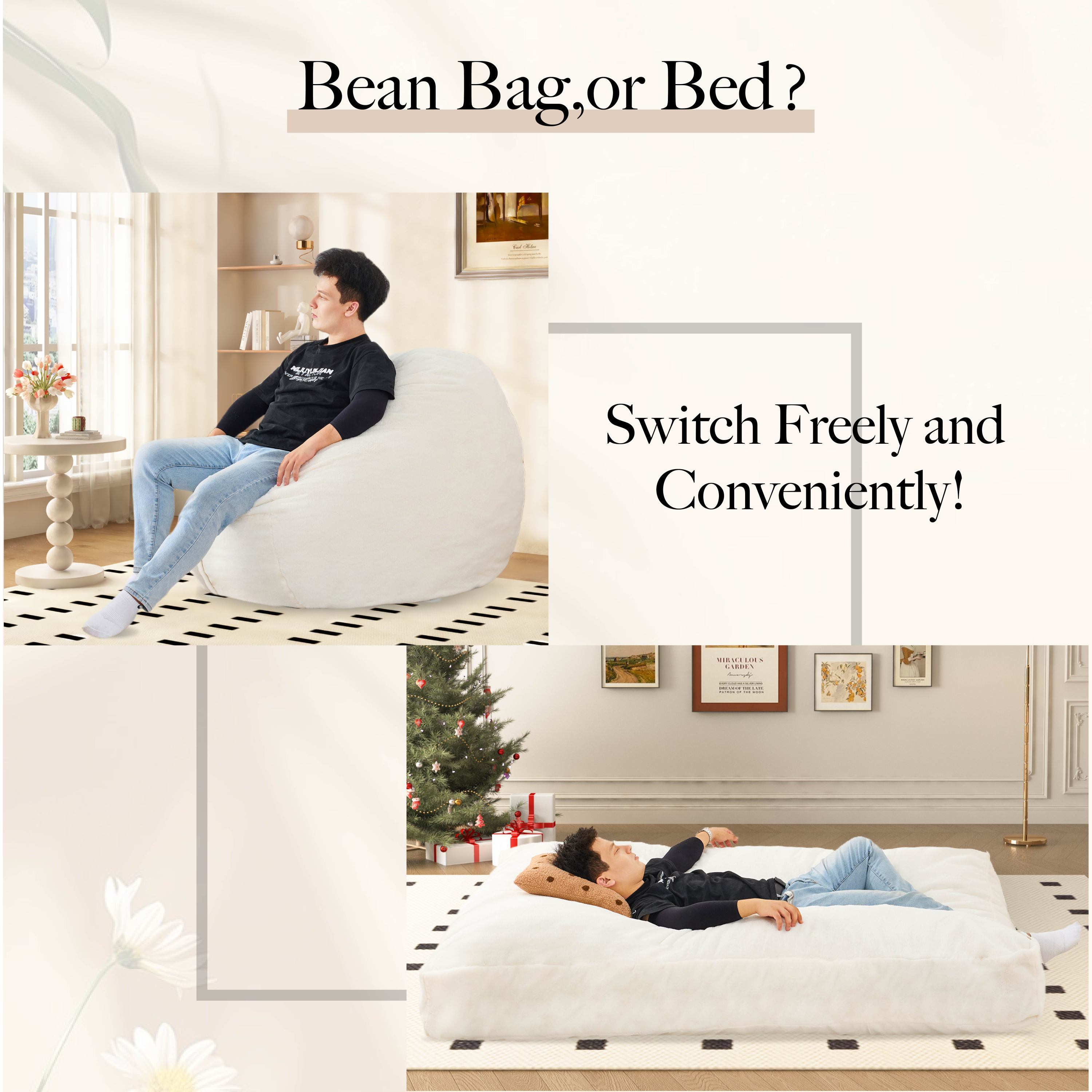 Giant Bean Bag Chair Bed - Floor Mattress Sofa-American Furniture Outlet