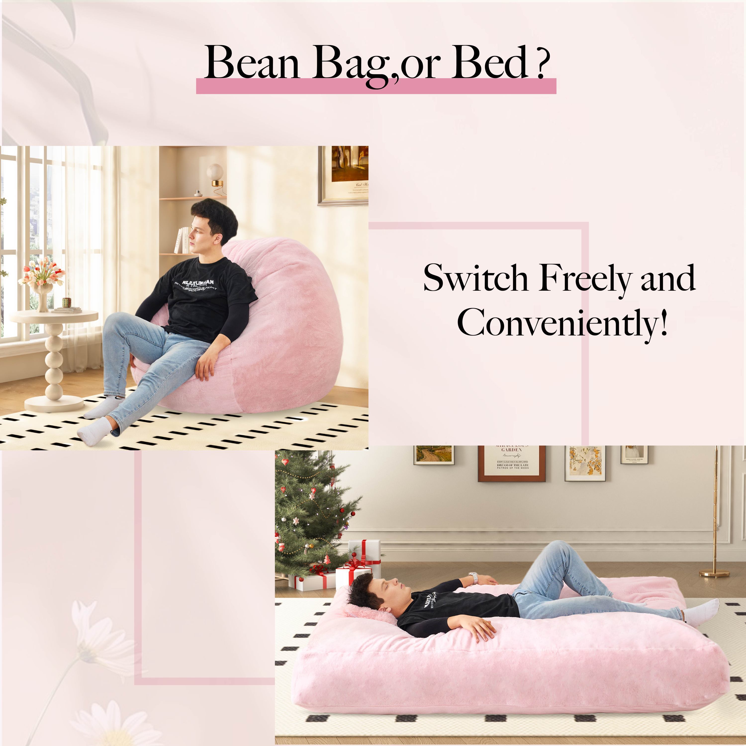 Giant Bean Bag Chair Bed - Floor Mattress Sofa-American Furniture Outlet