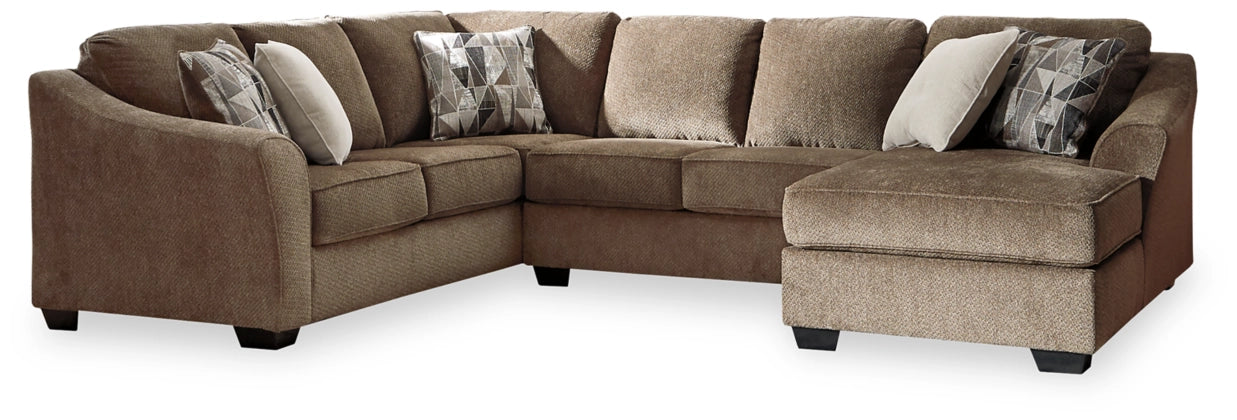 Graftin Teak Brown Sectional - Textured Chenille, Removable Cushions, Modern-Benchcraft®-American Furniture Outlet