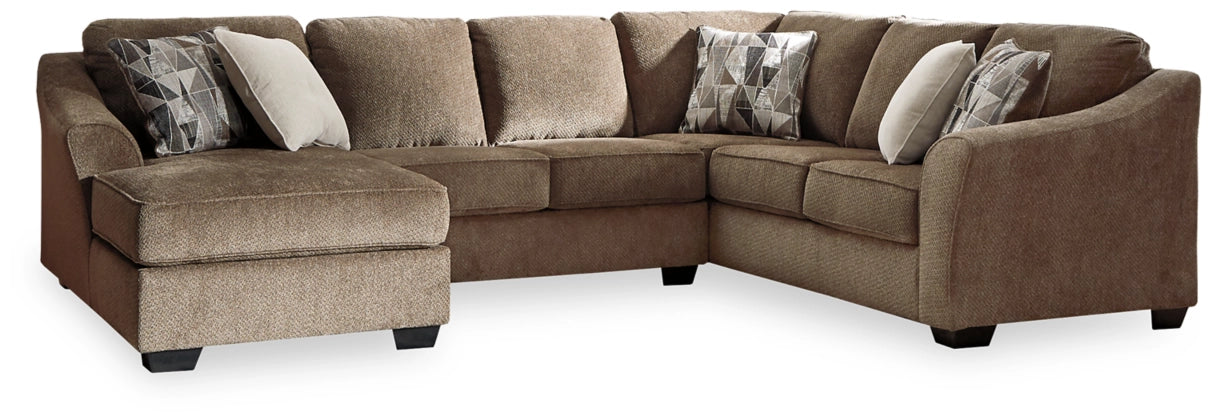 Graftin Teak Brown Sectional - Textured Chenille, Removable Cushions, Modern-Benchcraft®-American Furniture Outlet