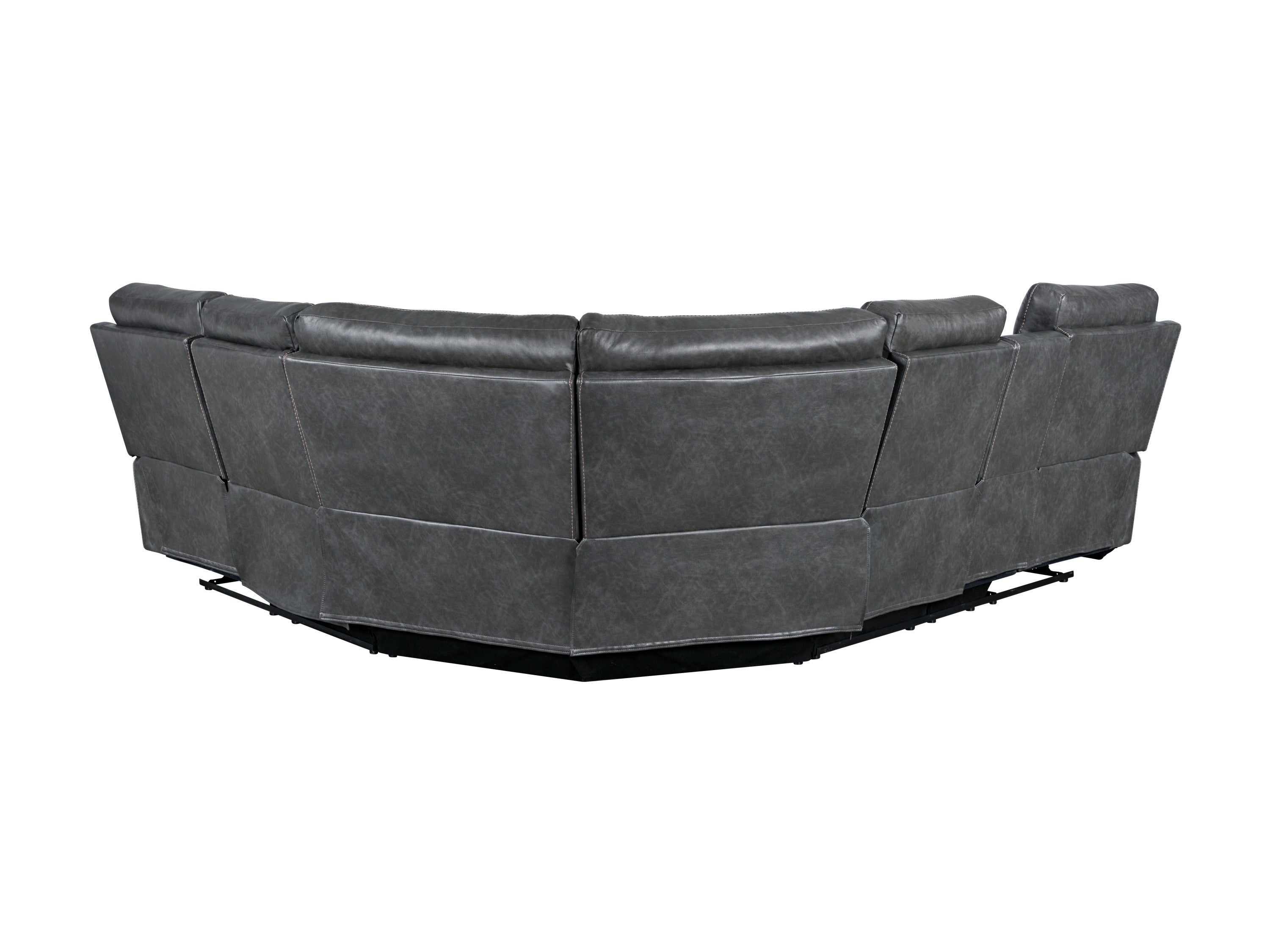 Gray Faux Leather Reclining Sectional Sofa | Home Theater Seating-American Furniture Outlet -American Furniture Outlet