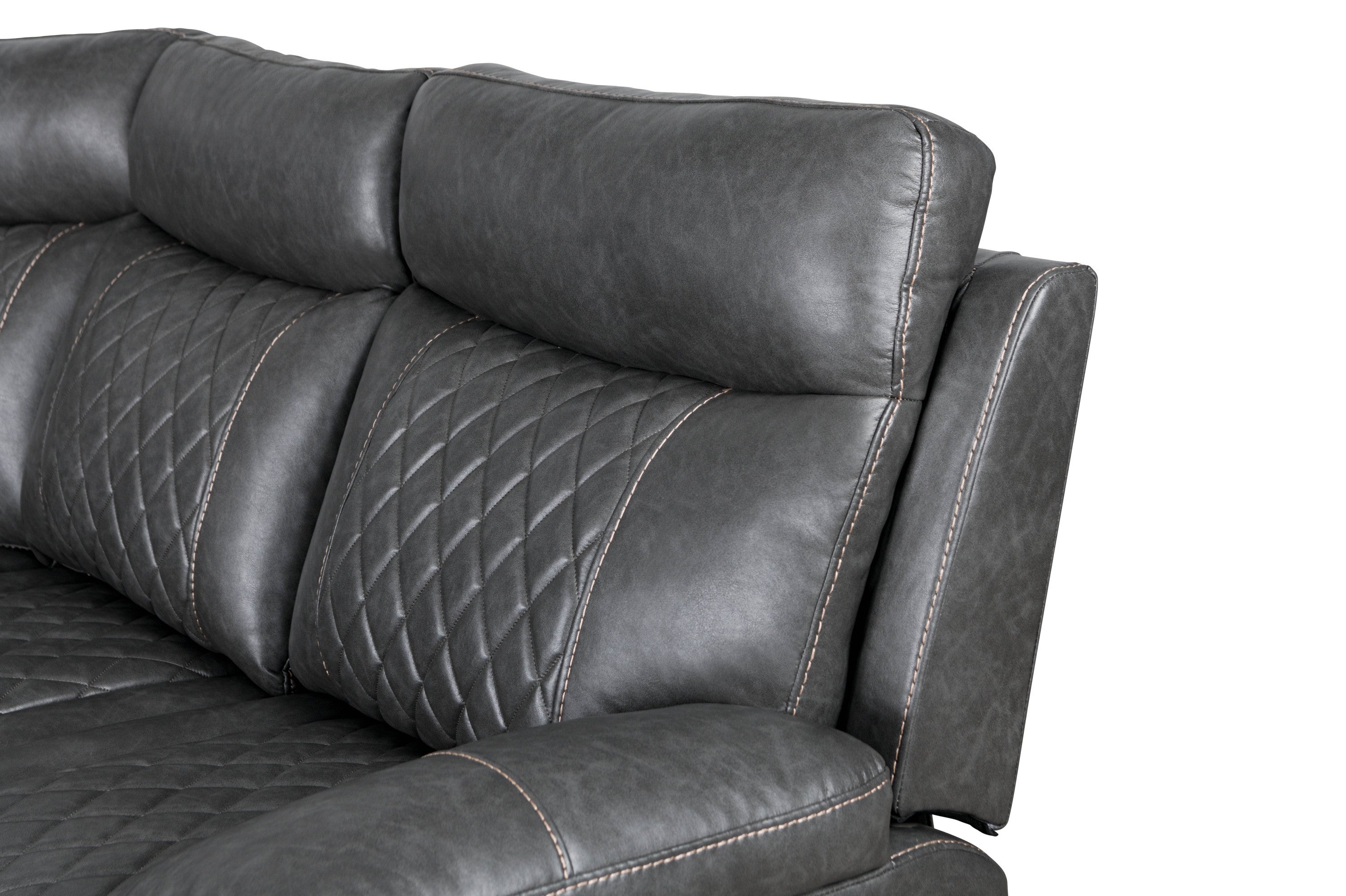 Gray Faux Leather Reclining Sectional Sofa | Home Theater Seating-American Furniture Outlet -American Furniture Outlet