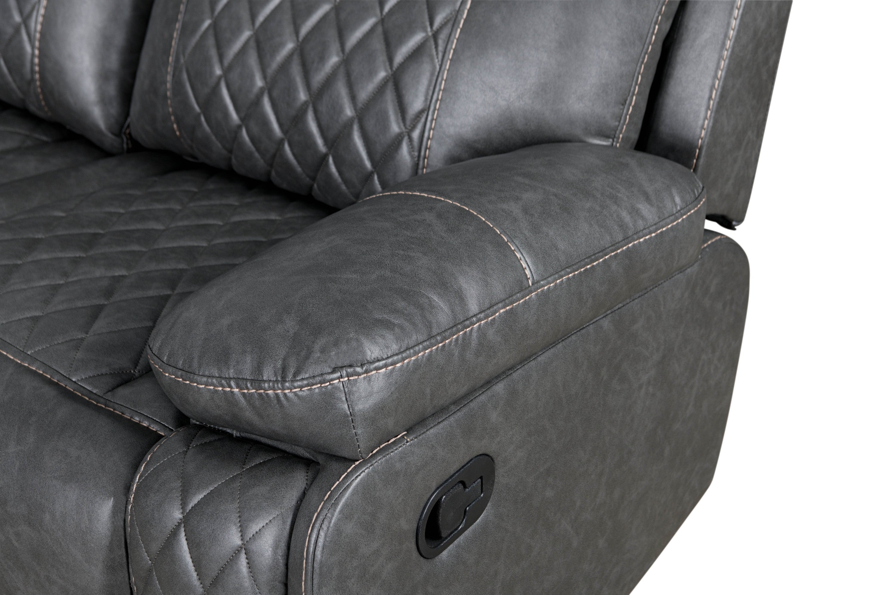 Gray Faux Leather Reclining Sectional Sofa | Home Theater Seating-American Furniture Outlet -American Furniture Outlet