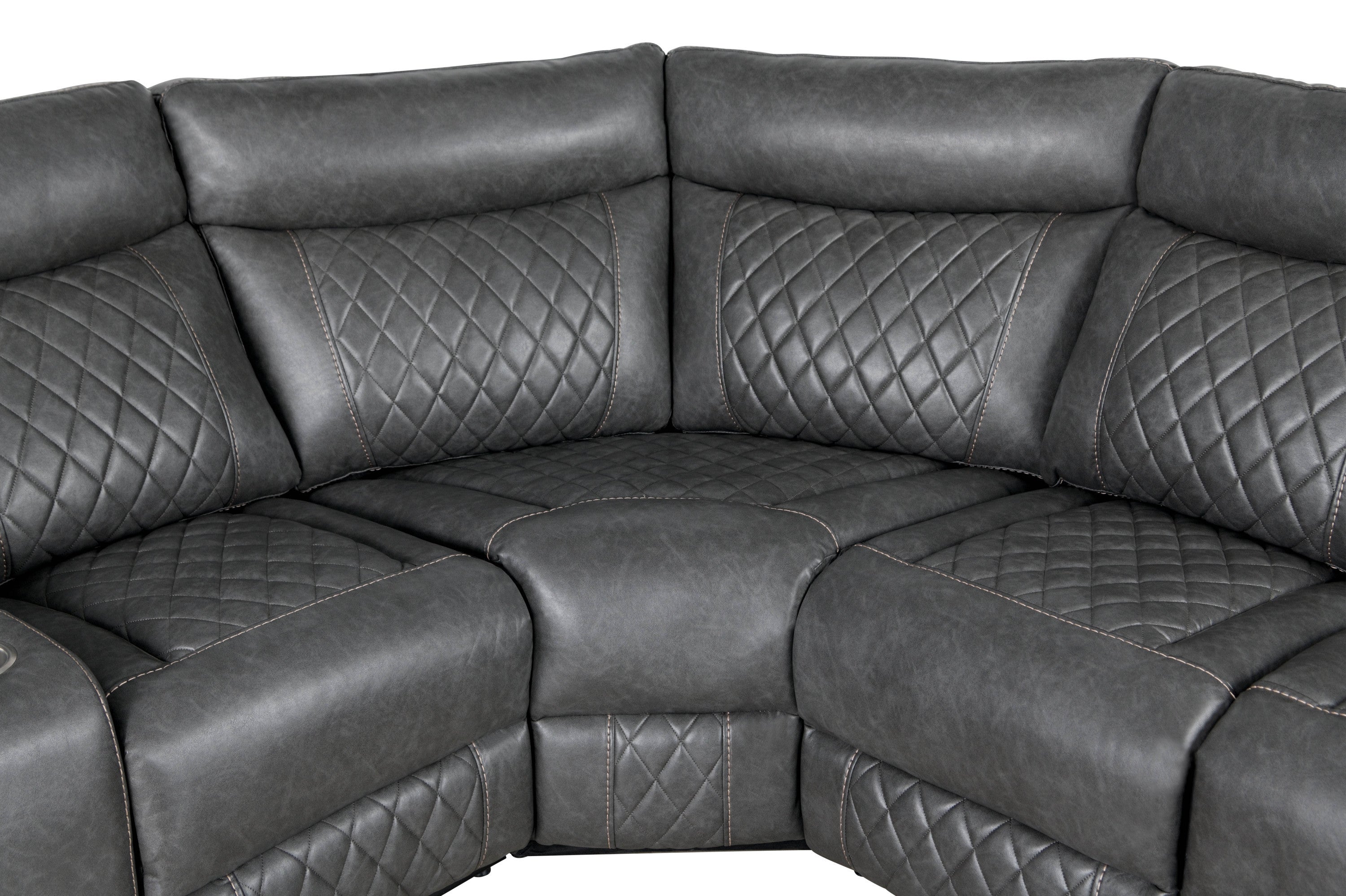 Gray Faux Leather Reclining Sectional Sofa | Home Theater Seating-American Furniture Outlet -American Furniture Outlet