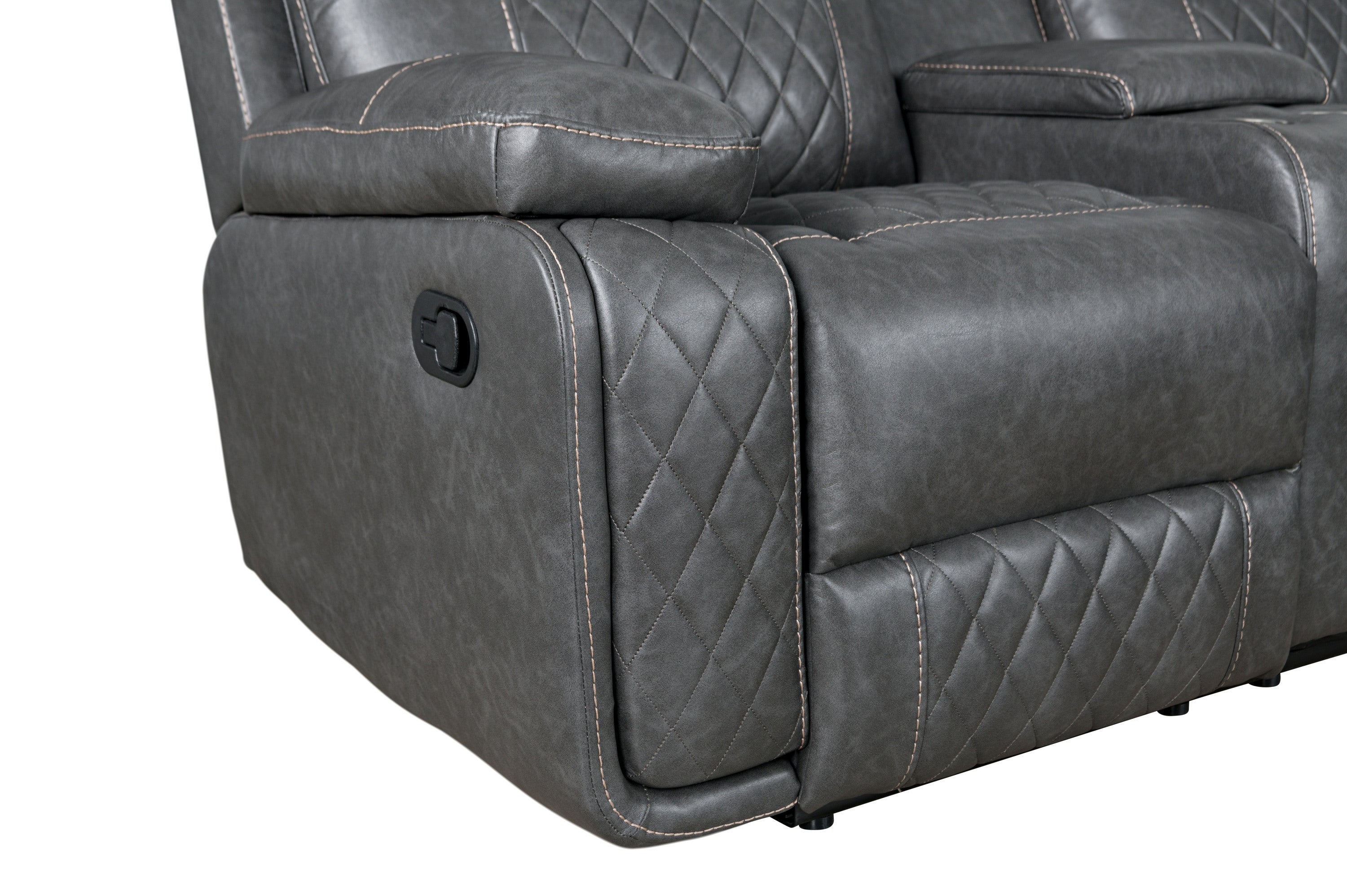 Gray Faux Leather Reclining Sectional Sofa | Home Theater Seating-American Furniture Outlet -American Furniture Outlet