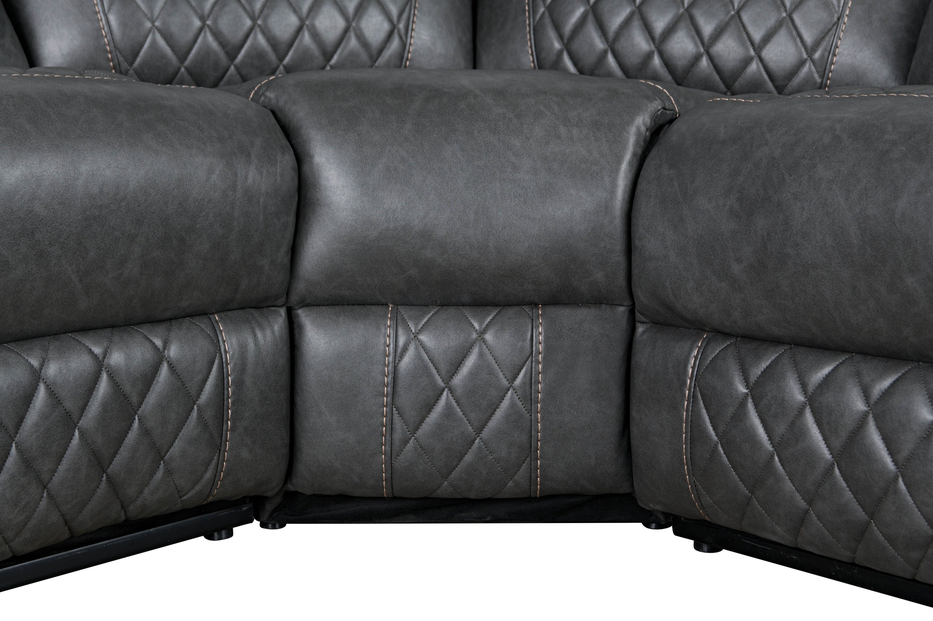 Gray Faux Leather Reclining Sectional Sofa | Home Theater Seating-American Furniture Outlet -American Furniture Outlet