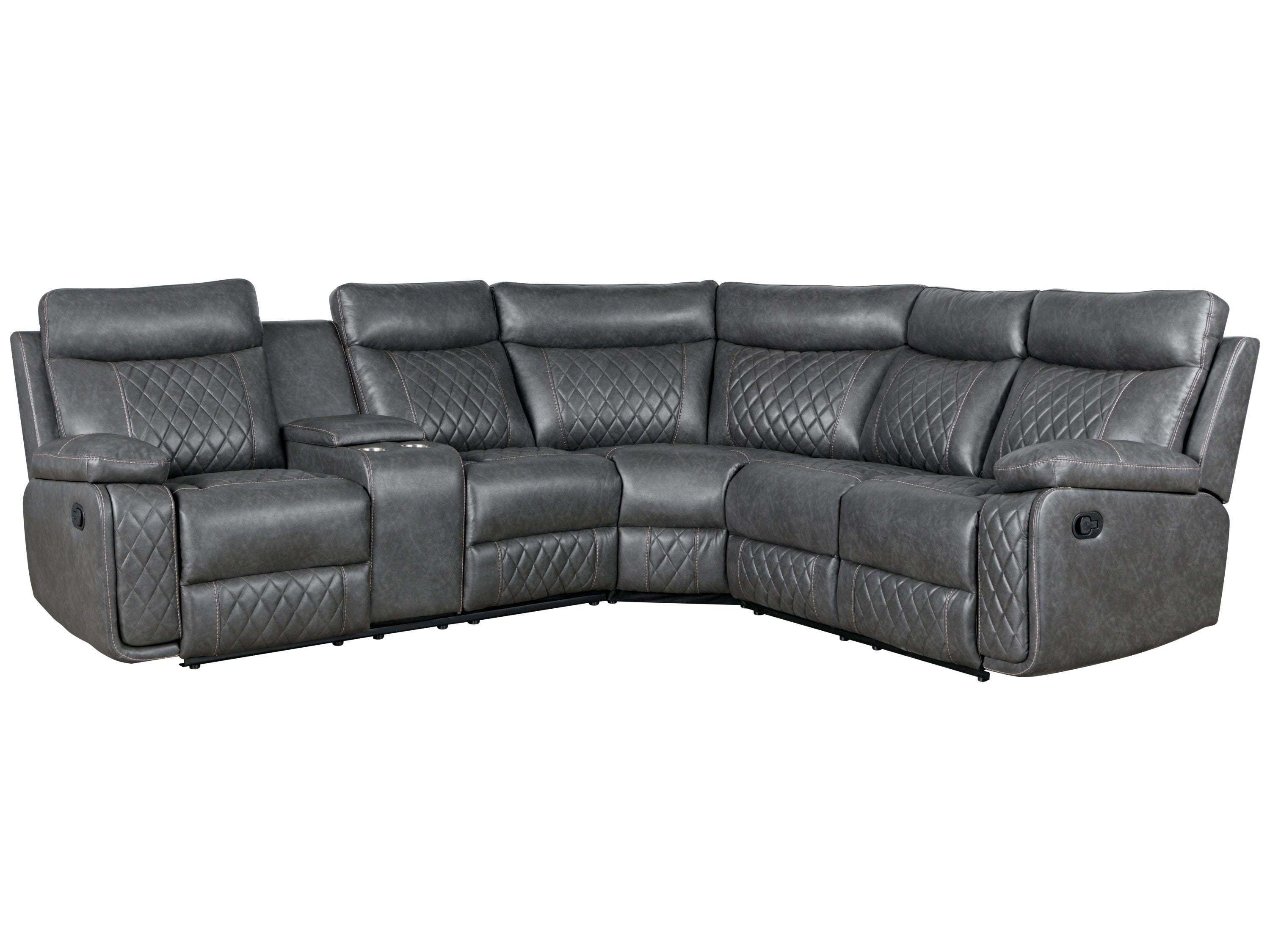 Gray Faux Leather Reclining Sectional Sofa | Home Theater Seating-American Furniture Outlet -American Furniture Outlet