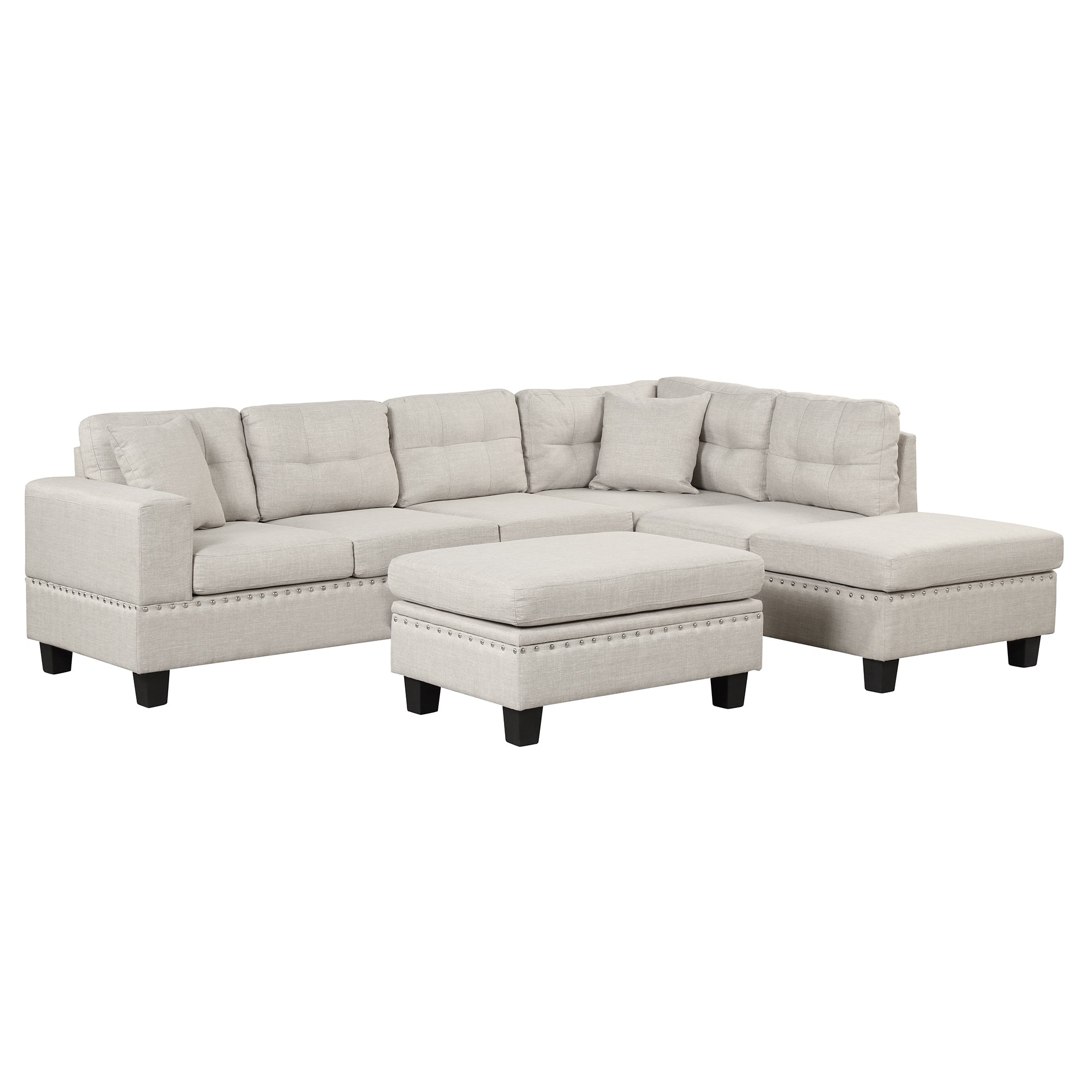 Gray L-Shaped Sectional Sofa with Storage Ottoman-American Furniture Outlet -American Furniture Outlet