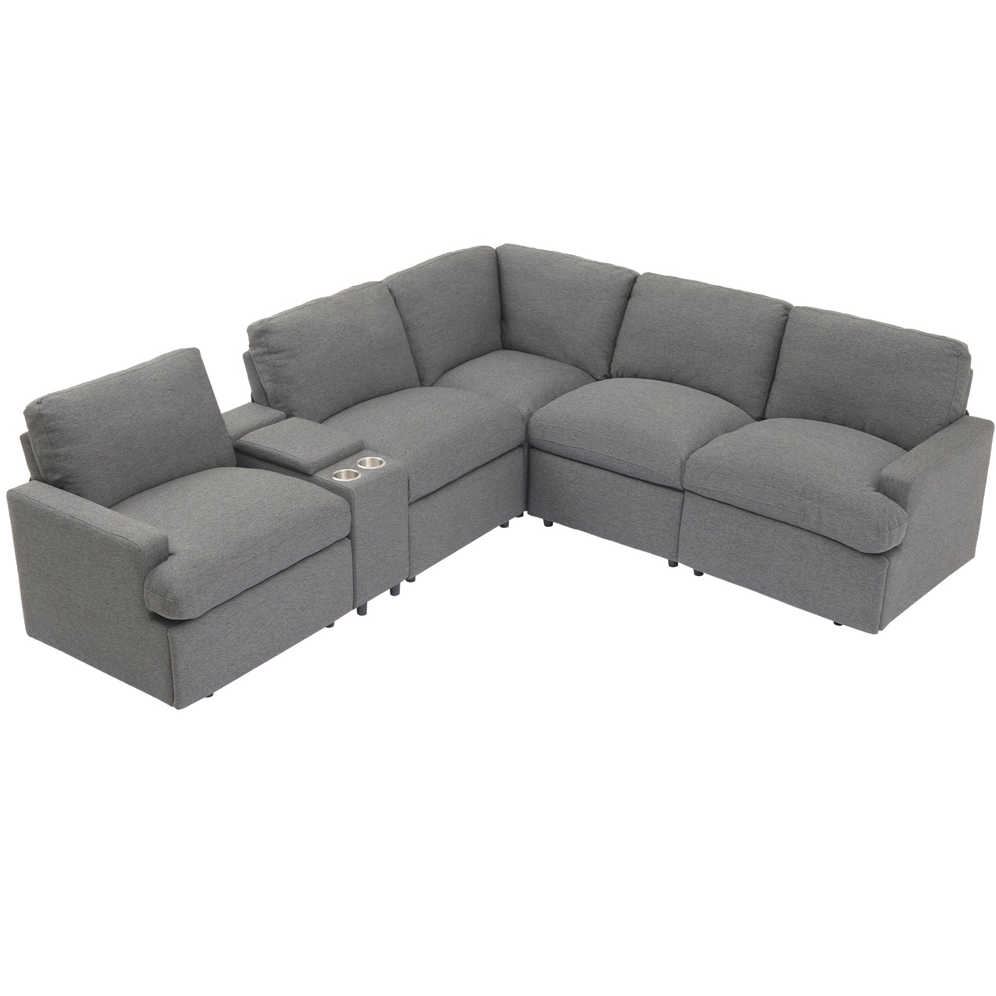 Gray Recliner Sectional - Linen-American Furniture Outlet -American Furniture Outlet