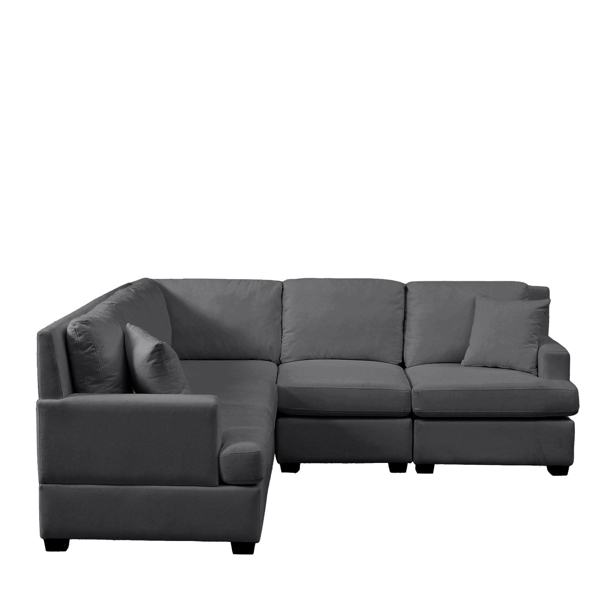 Gray Sectional Modular Sofa: Solid Frame, 2 Tossing Cushions - Living Room-American Furniture Outlet -American Furniture Outlet