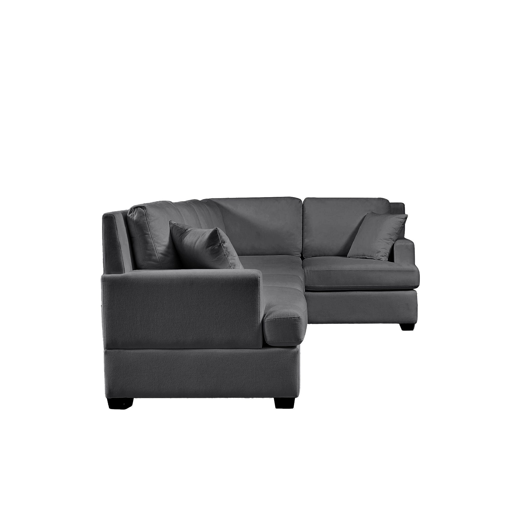 Gray Sectional Modular Sofa: Solid Frame, 2 Tossing Cushions - Living Room-American Furniture Outlet -American Furniture Outlet