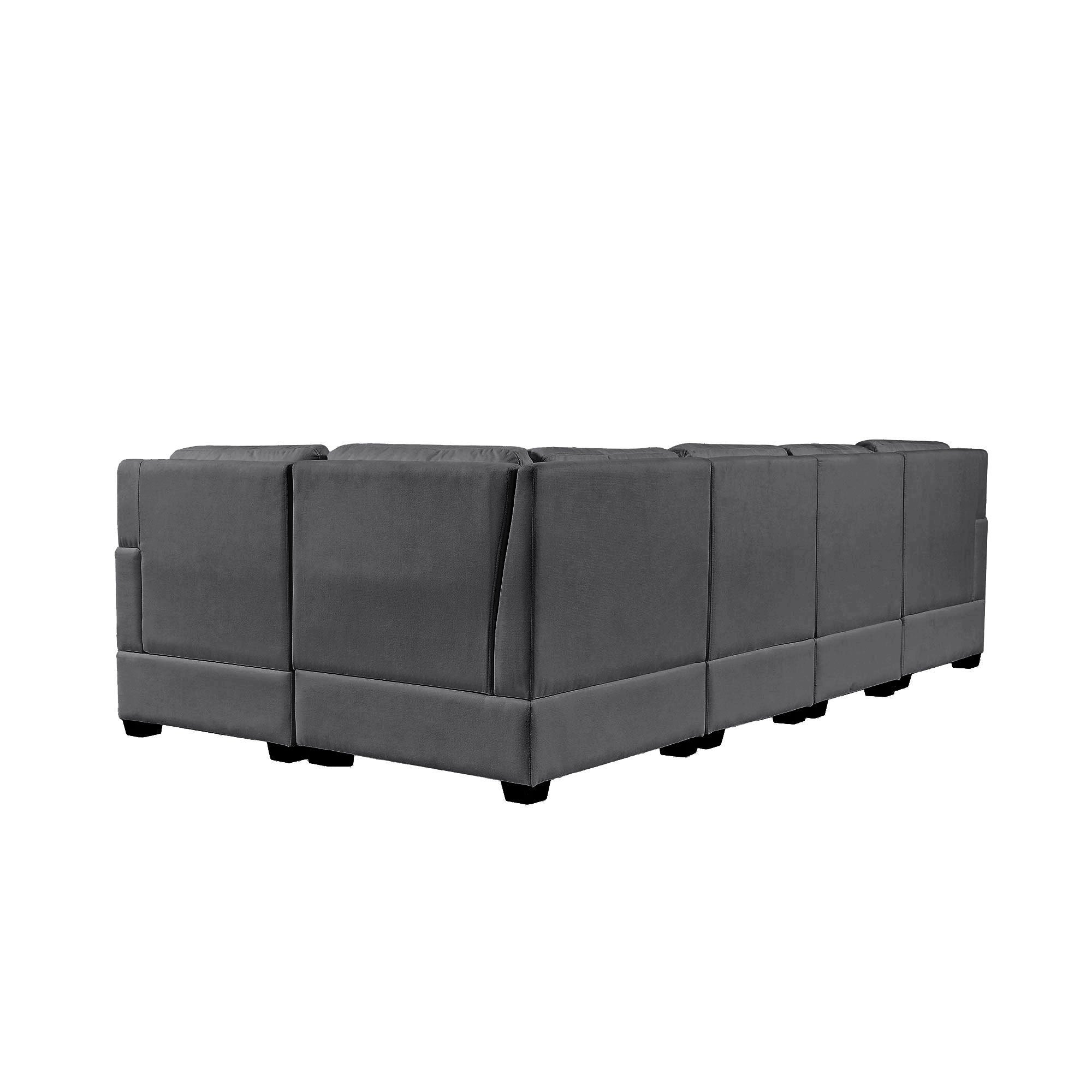 Gray Sectional Modular Sofa: Solid Frame, 2 Tossing Cushions - Living Room-American Furniture Outlet -American Furniture Outlet