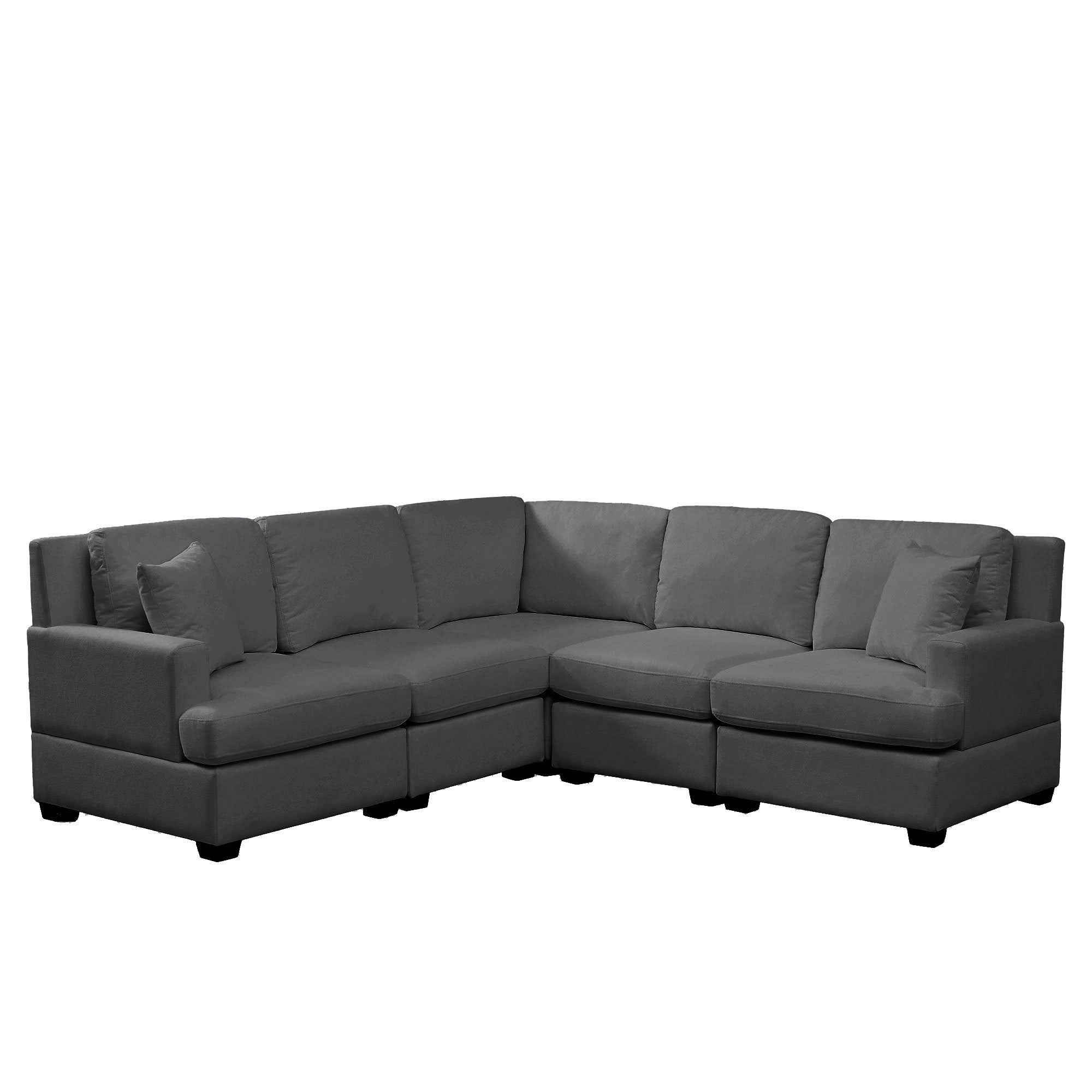 Gray Sectional Modular Sofa: Solid Frame, 2 Tossing Cushions - Living Room-American Furniture Outlet -American Furniture Outlet