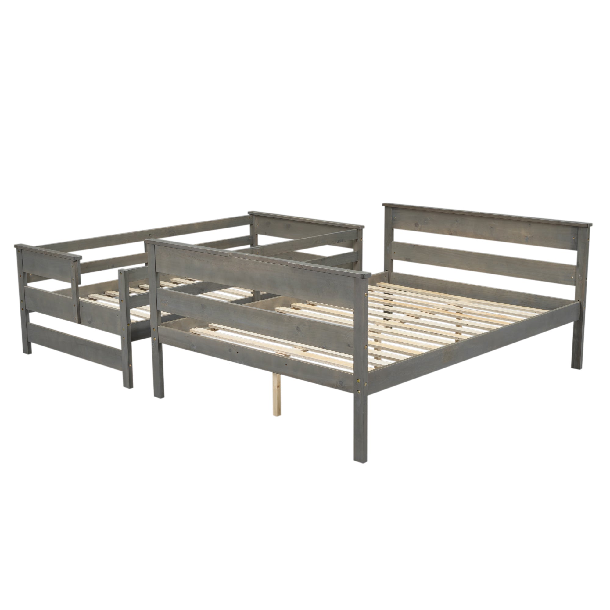 Gray Wood Twin XL Over Queen Bunk Bed - Ladder Included-American Furniture Outlet