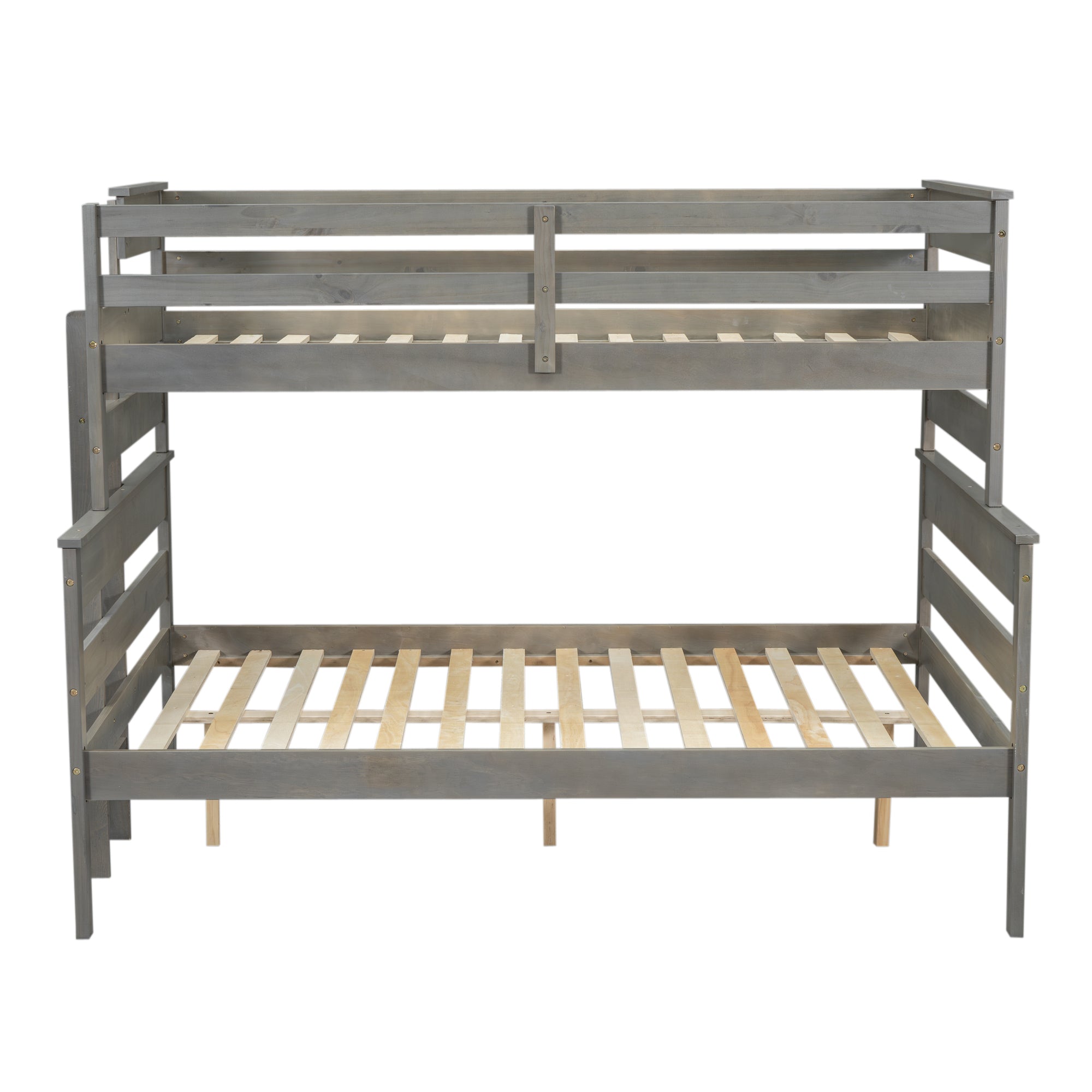 Gray Wood Twin XL Over Queen Bunk Bed - Ladder Included-American Furniture Outlet