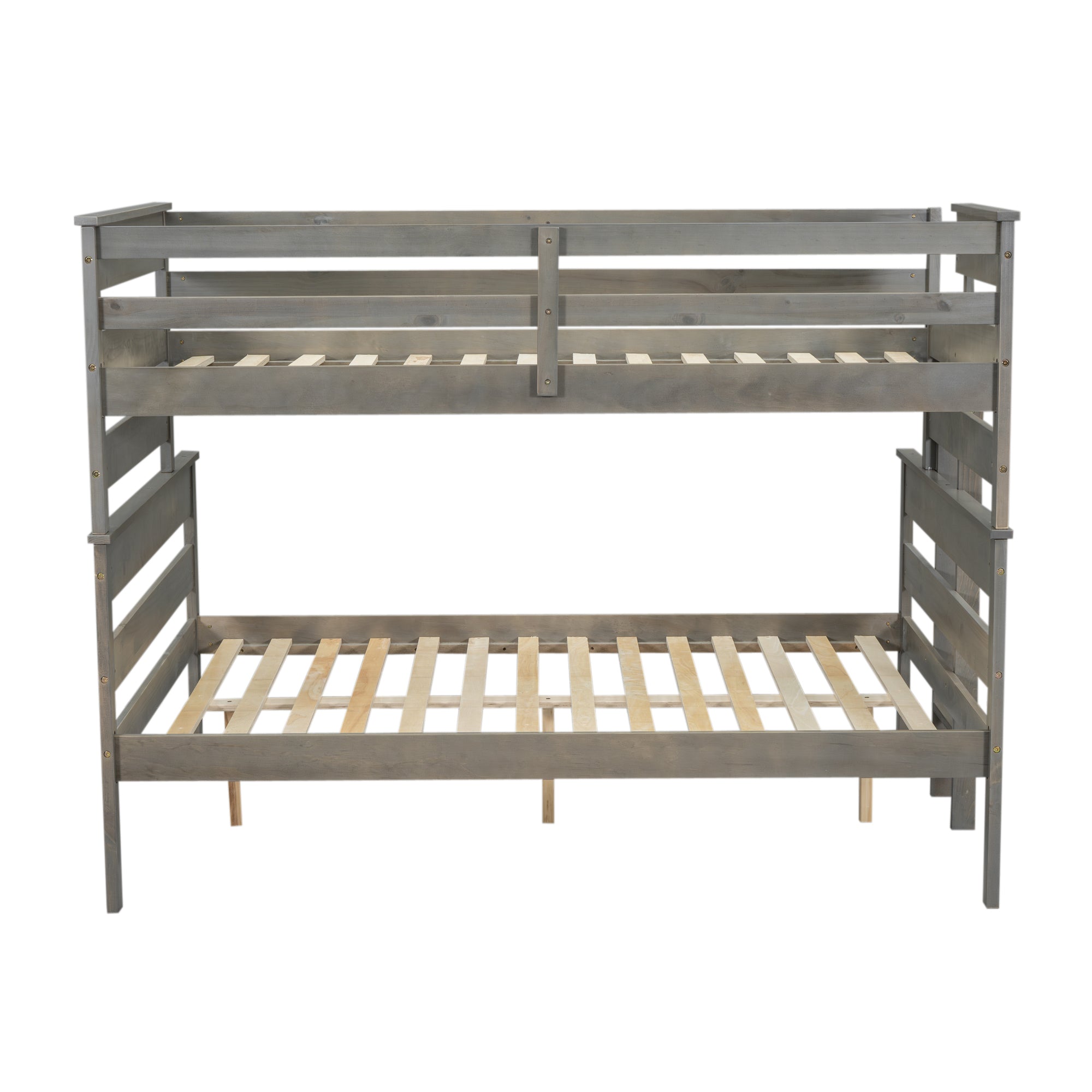 Gray Wood Twin XL Over Queen Bunk Bed - Ladder Included-American Furniture Outlet