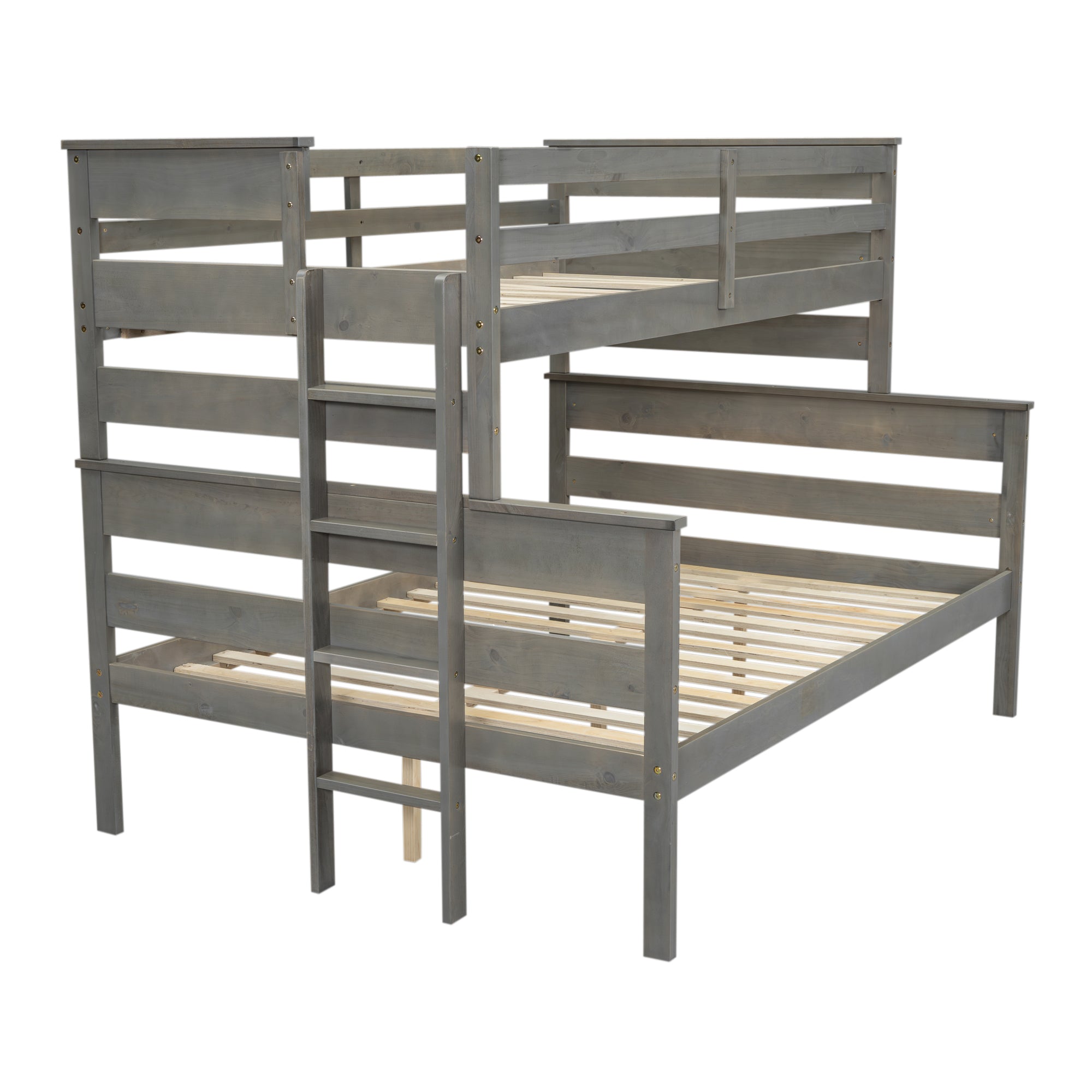 Gray Wood Twin XL Over Queen Bunk Bed - Ladder Included-American Furniture Outlet