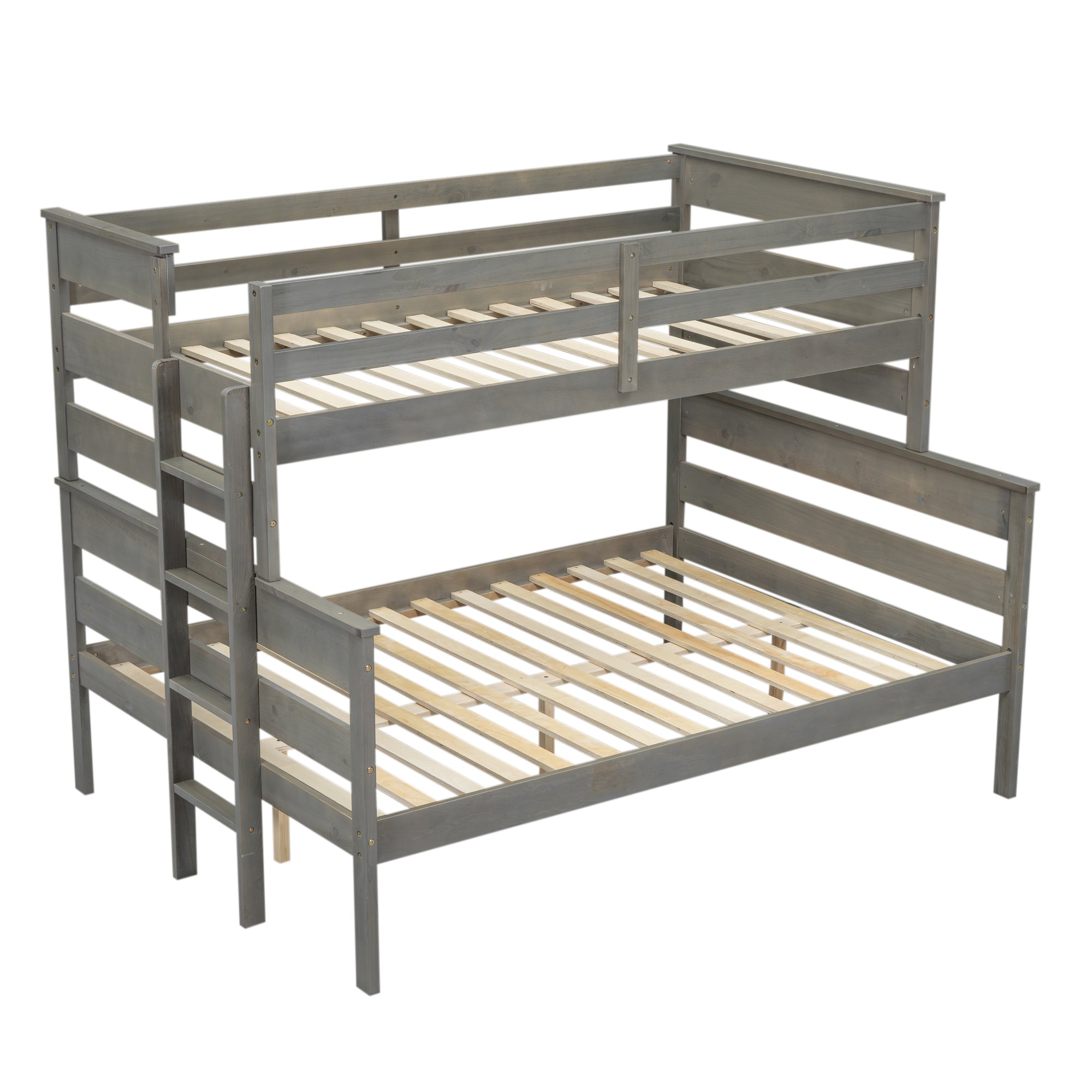 Gray Wood Twin XL Over Queen Bunk Bed - Ladder Included-American Furniture Outlet