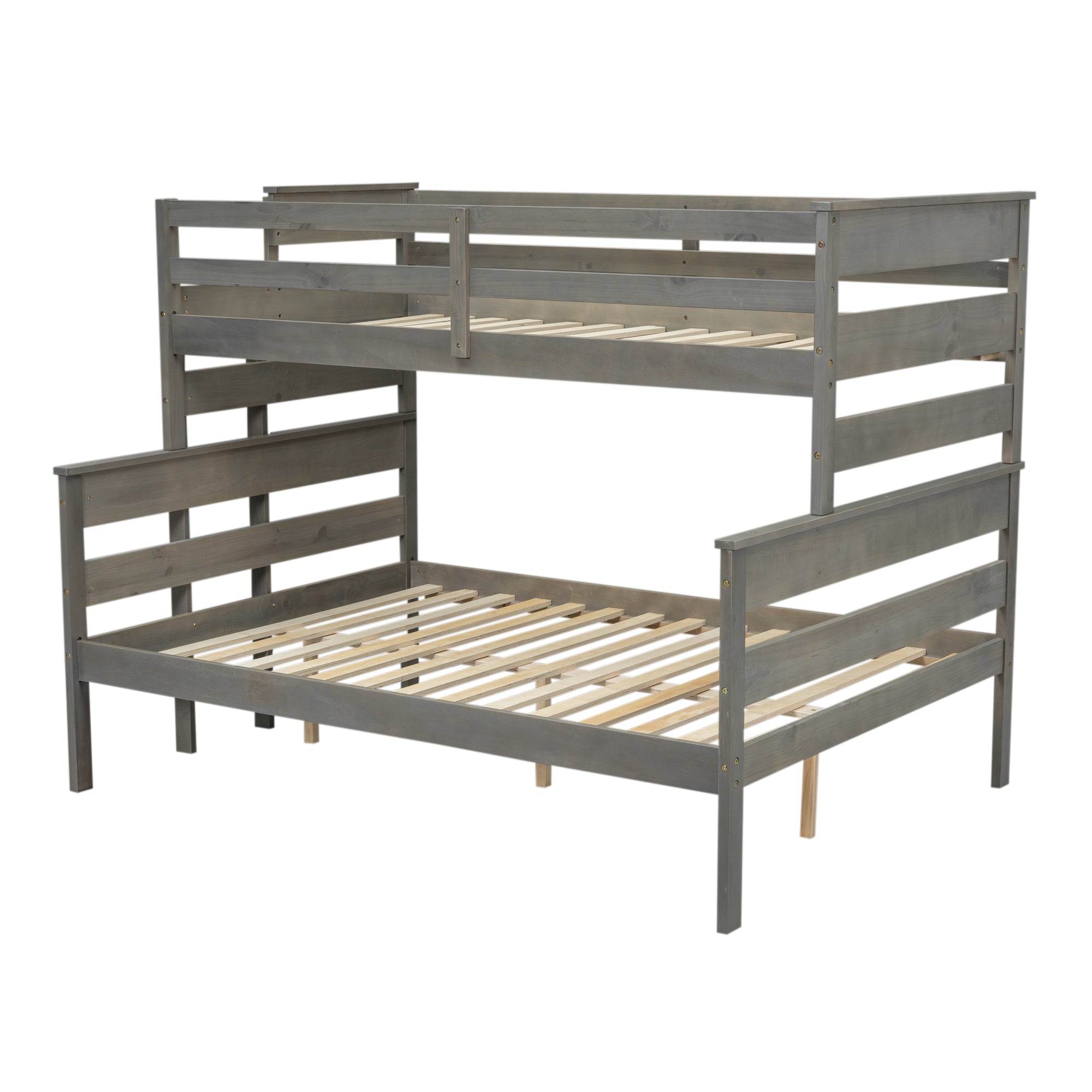 Gray Wood Twin XL Over Queen Bunk Bed - Ladder Included-American Furniture Outlet