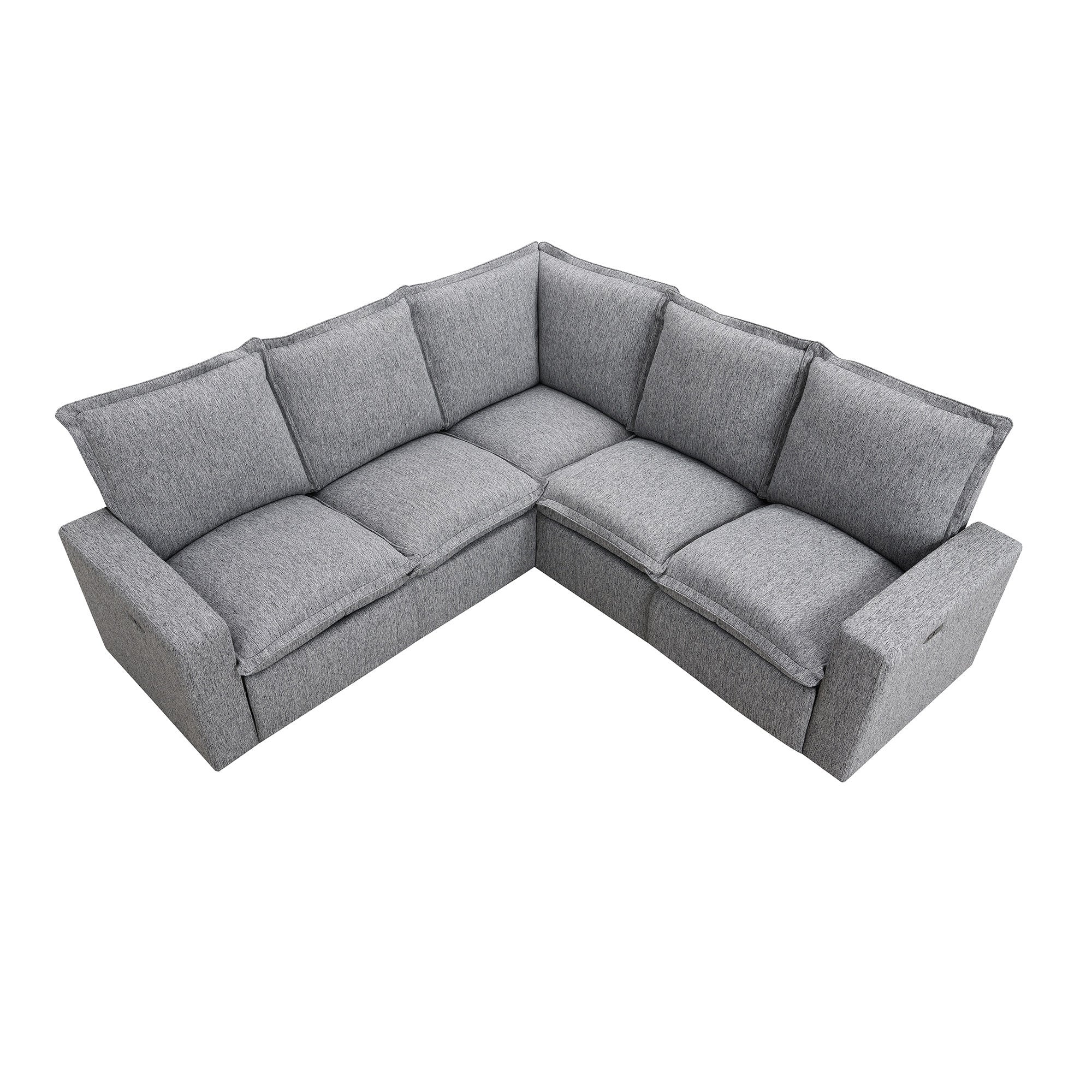 Grey Power Recliner Sectional w/ USB Port-American Furniture Outlet -American Furniture Outlet