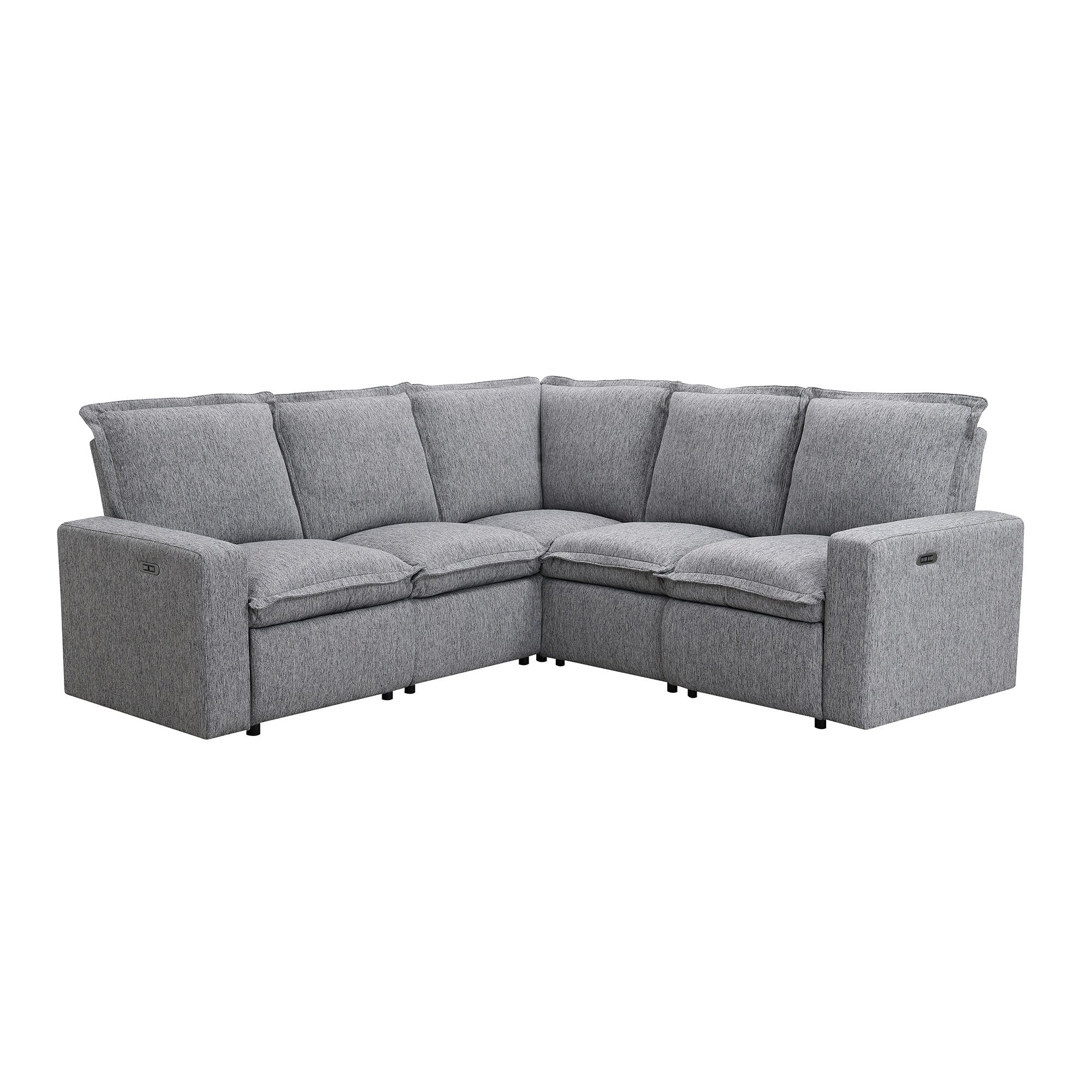 Grey Power Recliner Sectional w/ USB Port-American Furniture Outlet -American Furniture Outlet