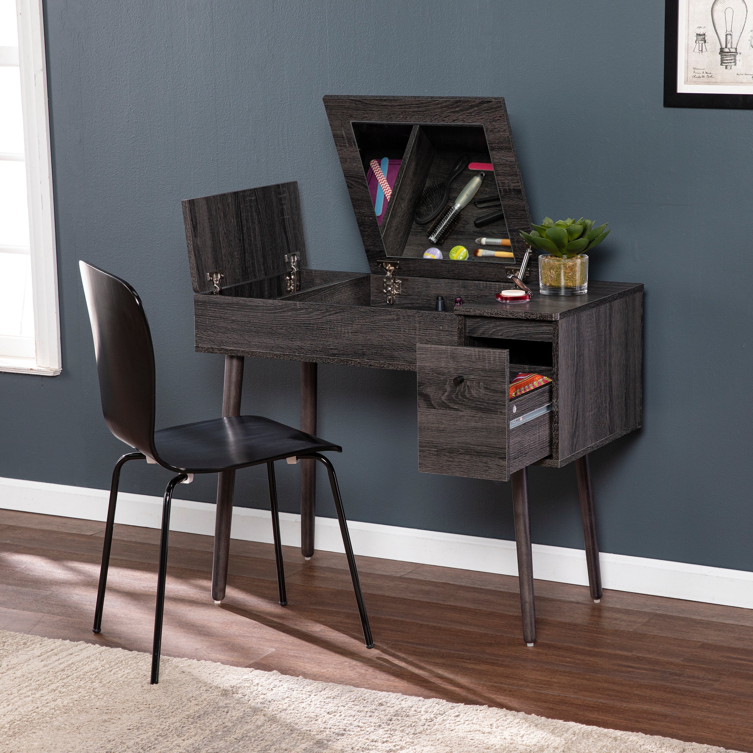 Harzen Storage Vanity w/ Mirror-American Furniture Outlet