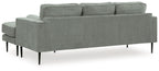 Charcoal sectional sofa with chaise, back cushions and tapered black legs