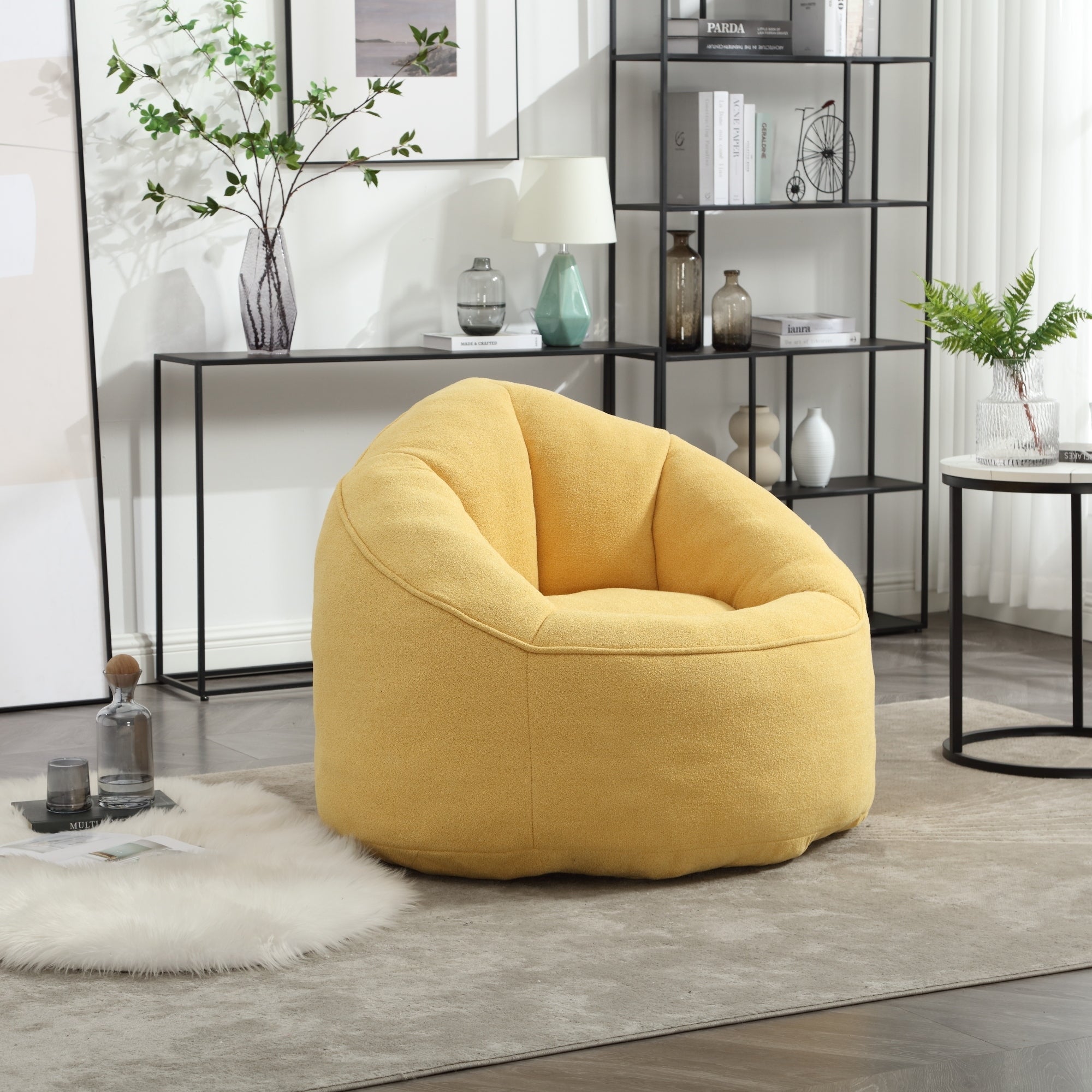 High Pressure Foam Bean Bag Chair with Footrest-American Furniture Outlet