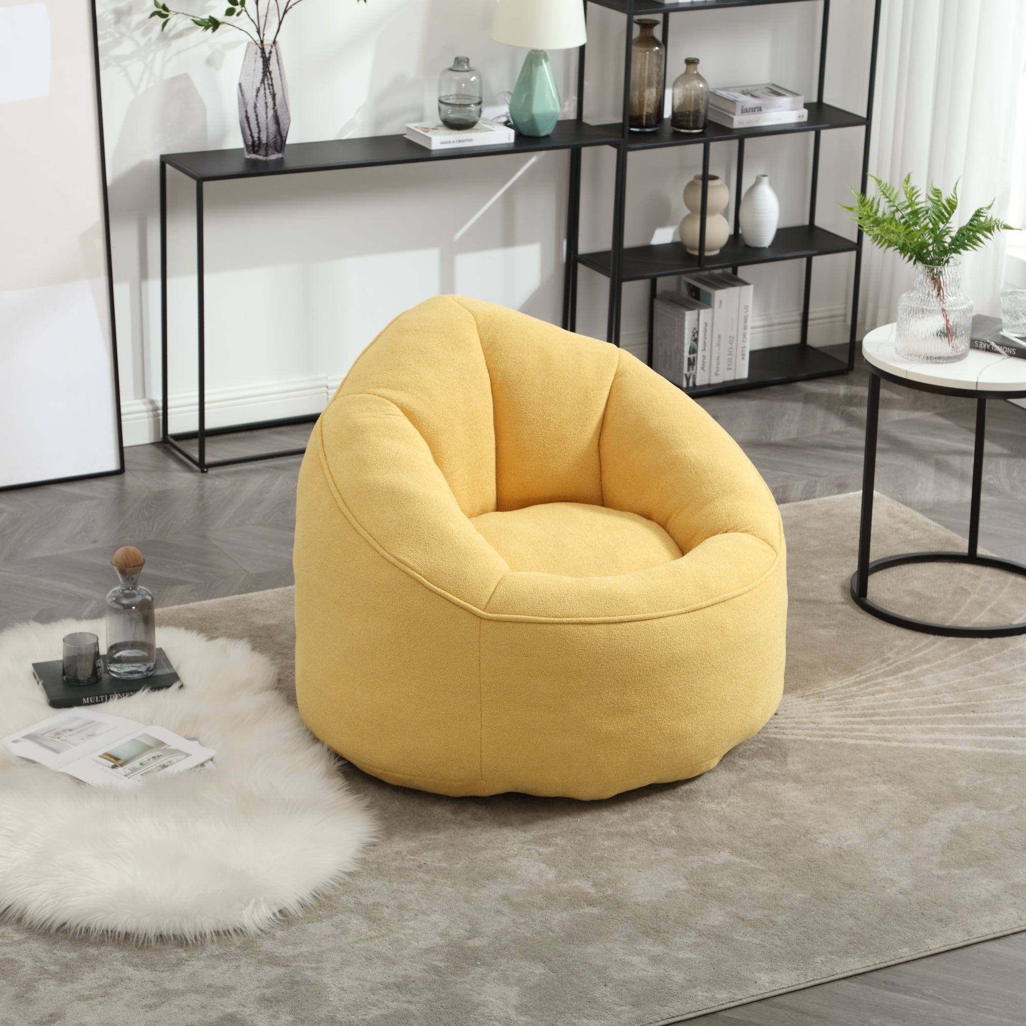 High Pressure Foam Bean Bag Chair with Footrest-American Furniture Outlet