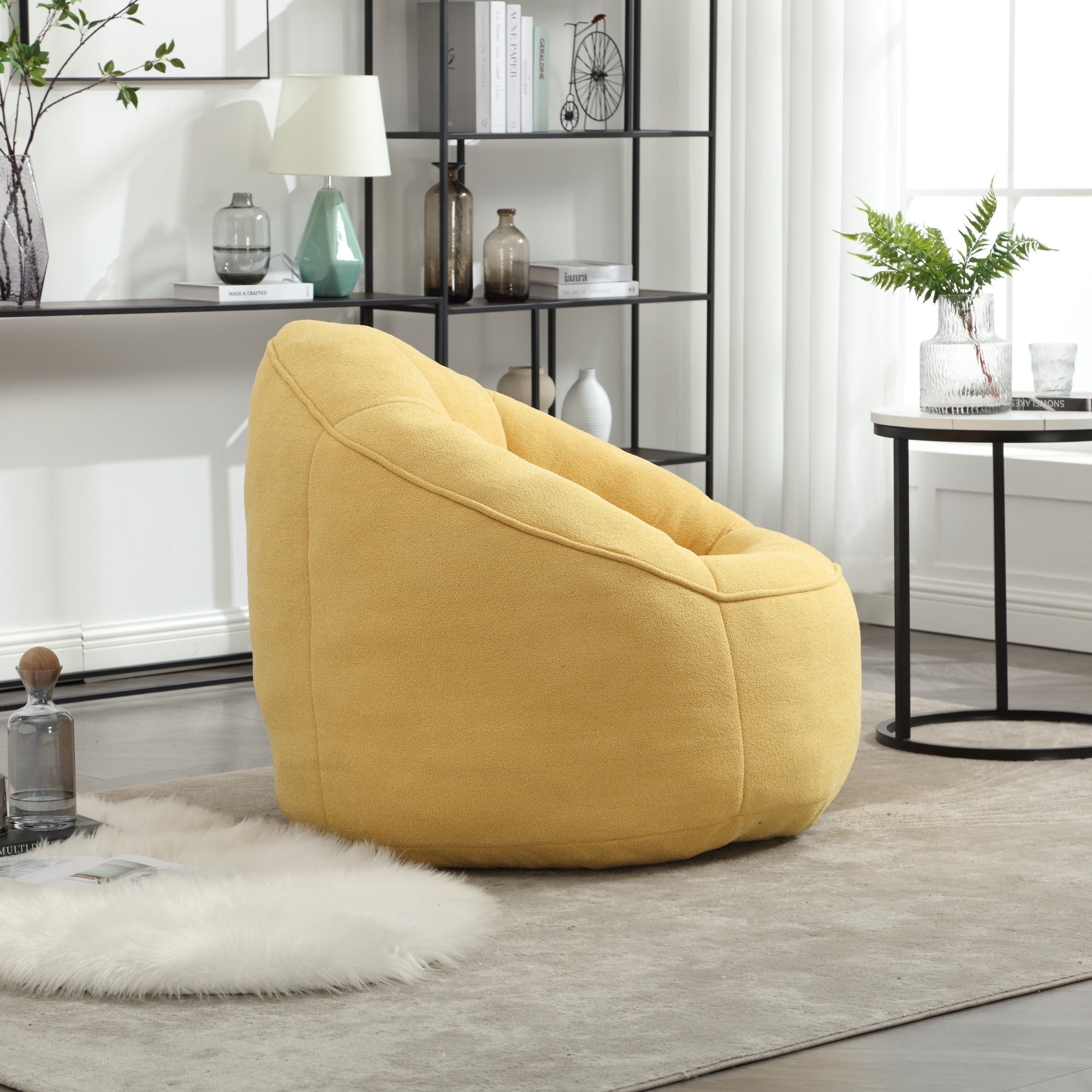 High Pressure Foam Bean Bag Chair with Footrest-American Furniture Outlet