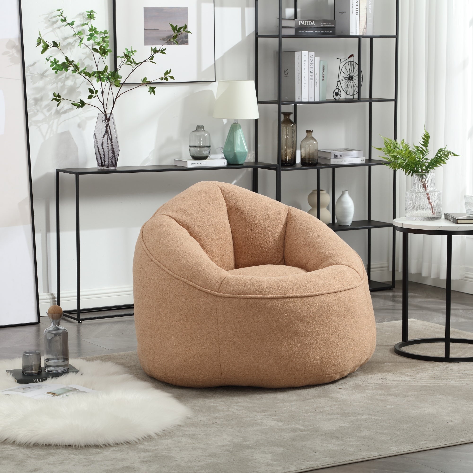 High Pressure Foam Bean Bag Chair with Footrest-American Furniture Outlet