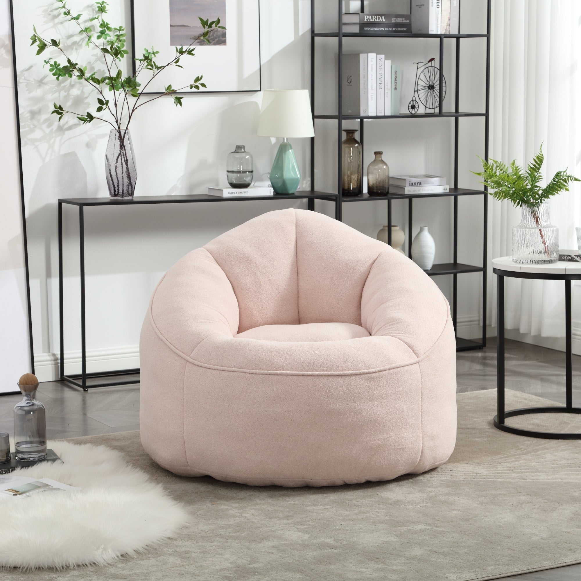 High Pressure Foam Bean Bag Chair with Footrest-American Furniture Outlet