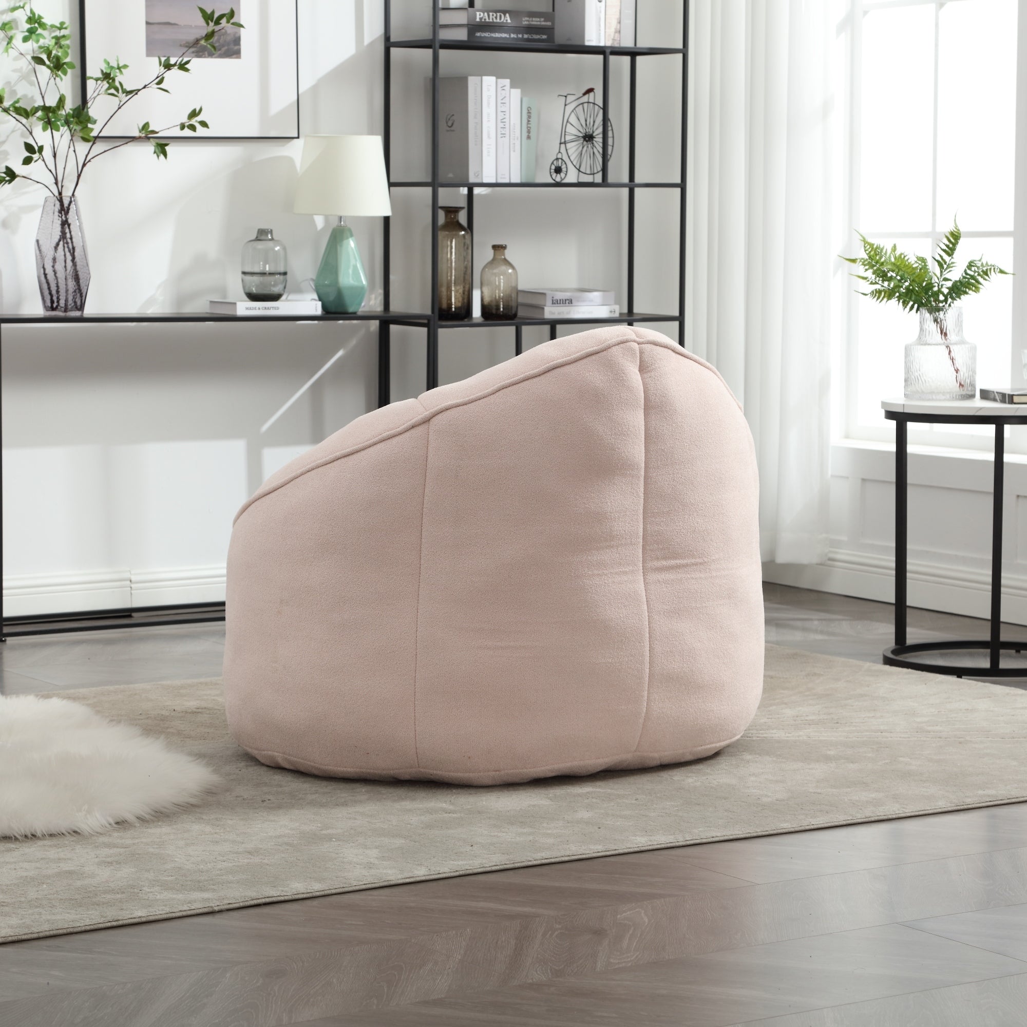 High Pressure Foam Bean Bag Chair with Footrest-American Furniture Outlet