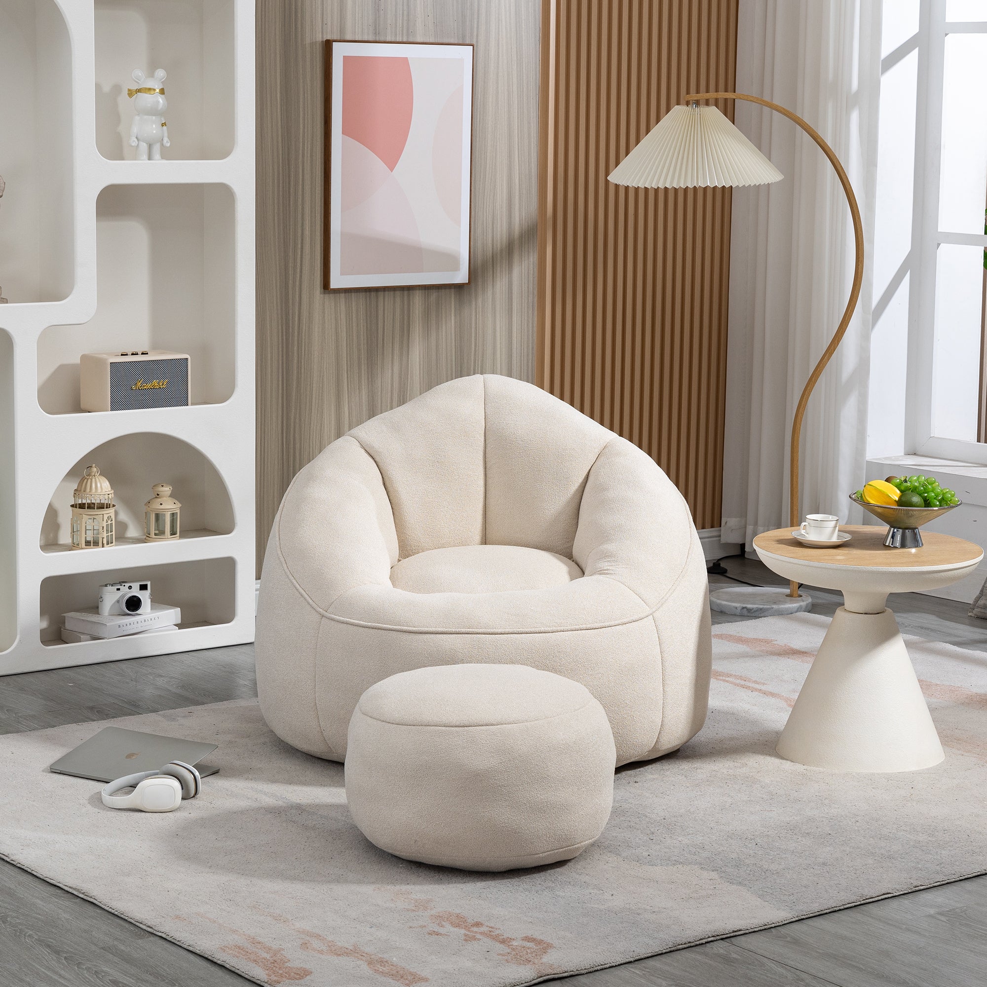 High Pressure Foam Bean Bag Chair with Footrest-American Furniture Outlet