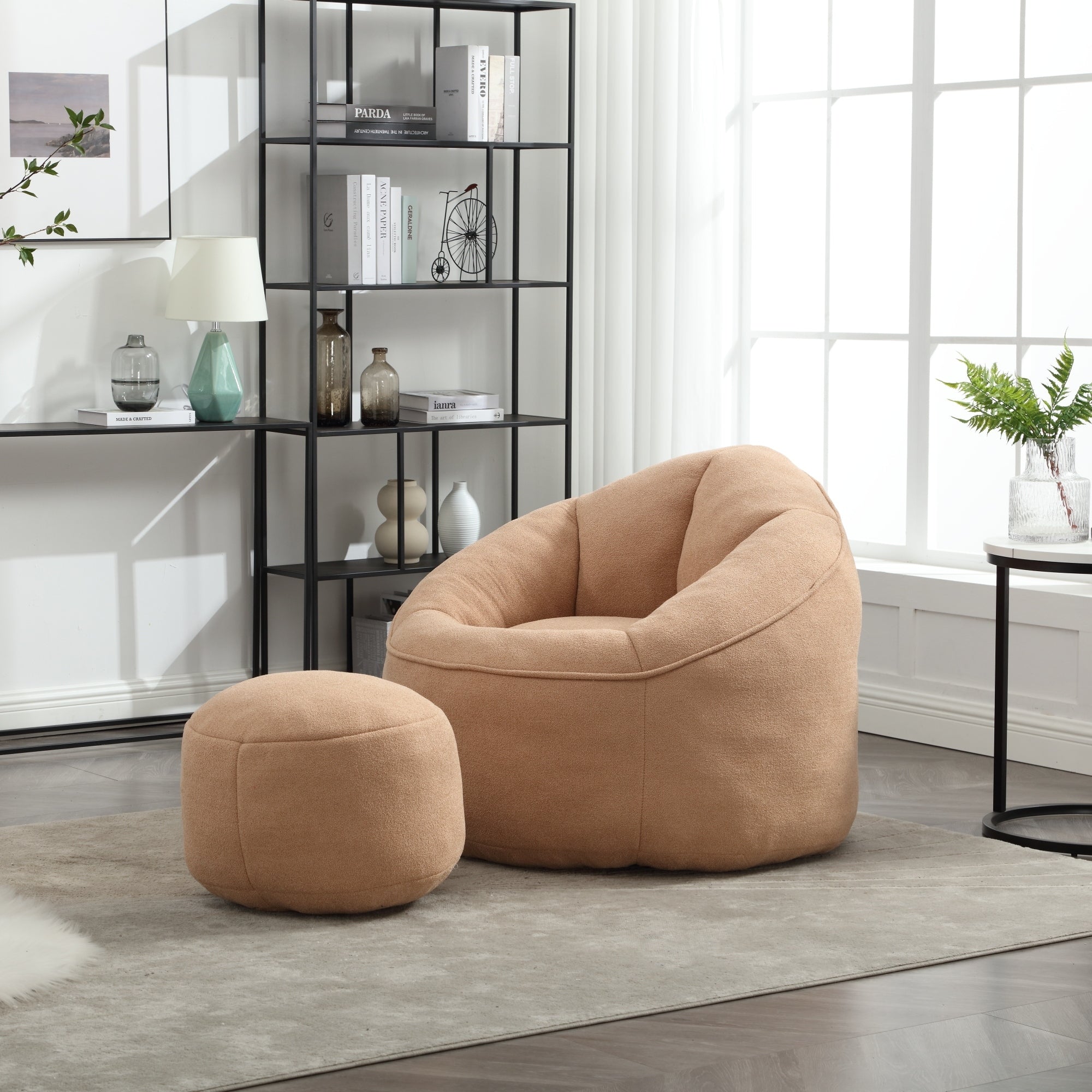 High Pressure Foam Bean Bag Chair with Footrest-American Furniture Outlet