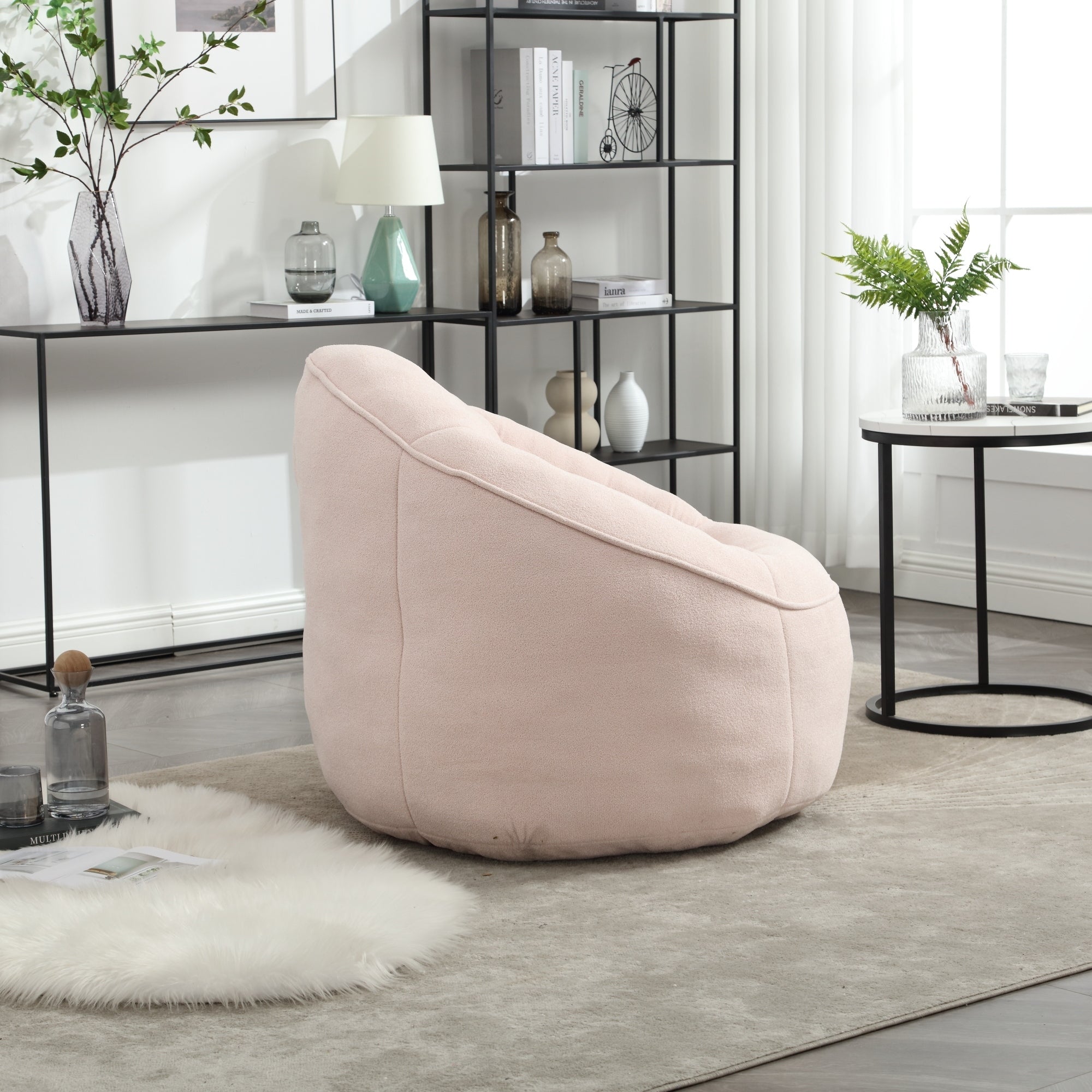 High Pressure Foam Bean Bag Chair with Footrest-American Furniture Outlet