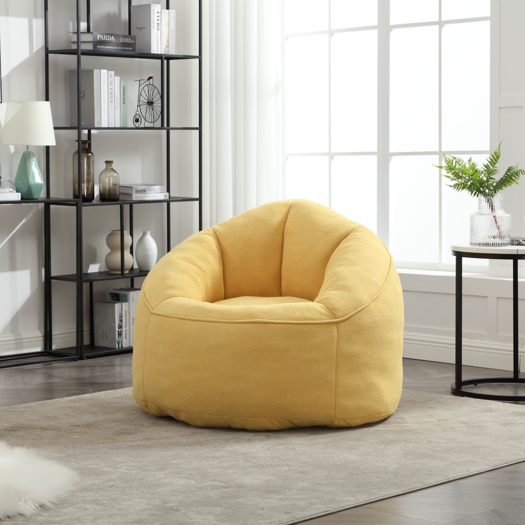 High Pressure Foam Bean Bag Chair with Footrest-American Furniture Outlet