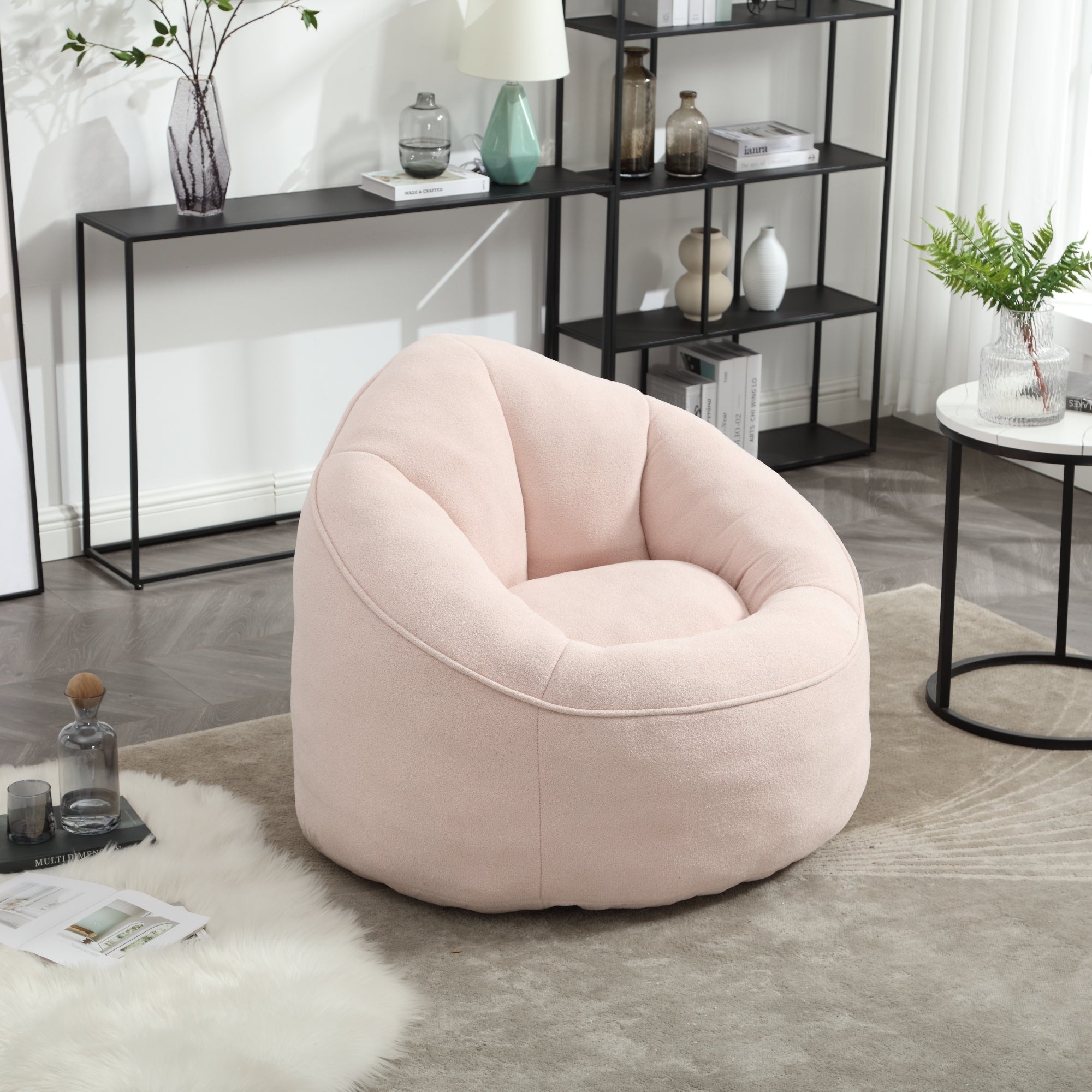 High Pressure Foam Bean Bag Chair with Footrest-American Furniture Outlet