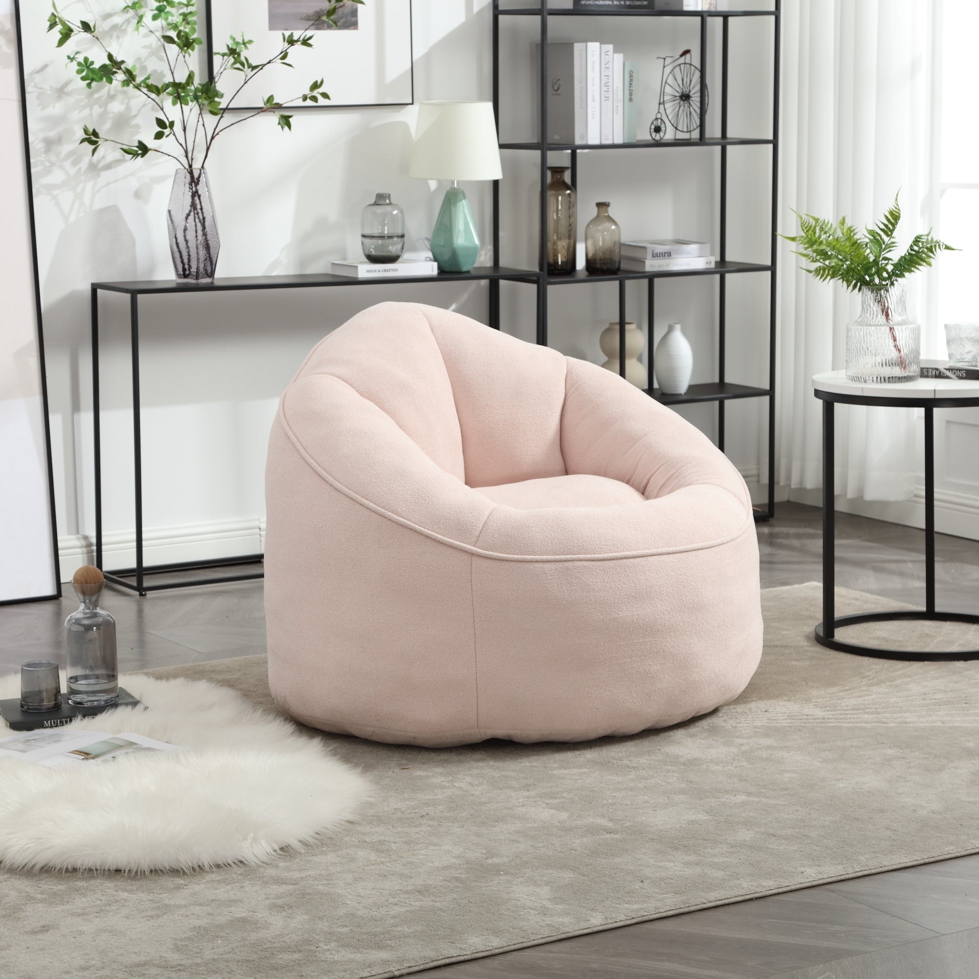 High Pressure Foam Bean Bag Chair with Footrest-American Furniture Outlet