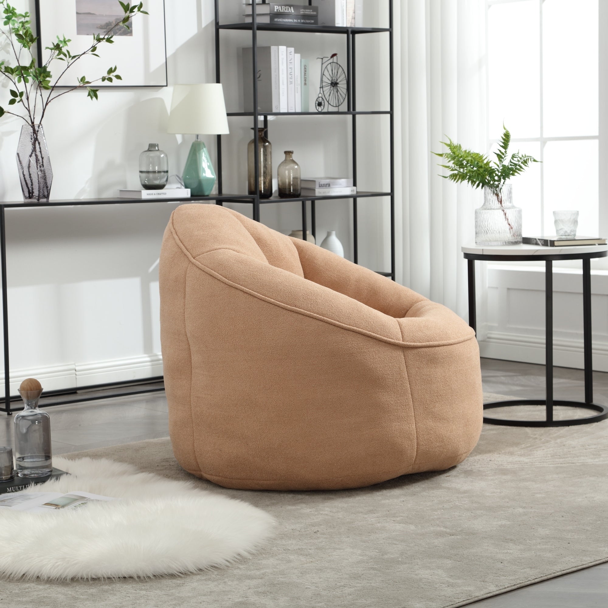 High Pressure Foam Bean Bag Chair with Footrest-American Furniture Outlet