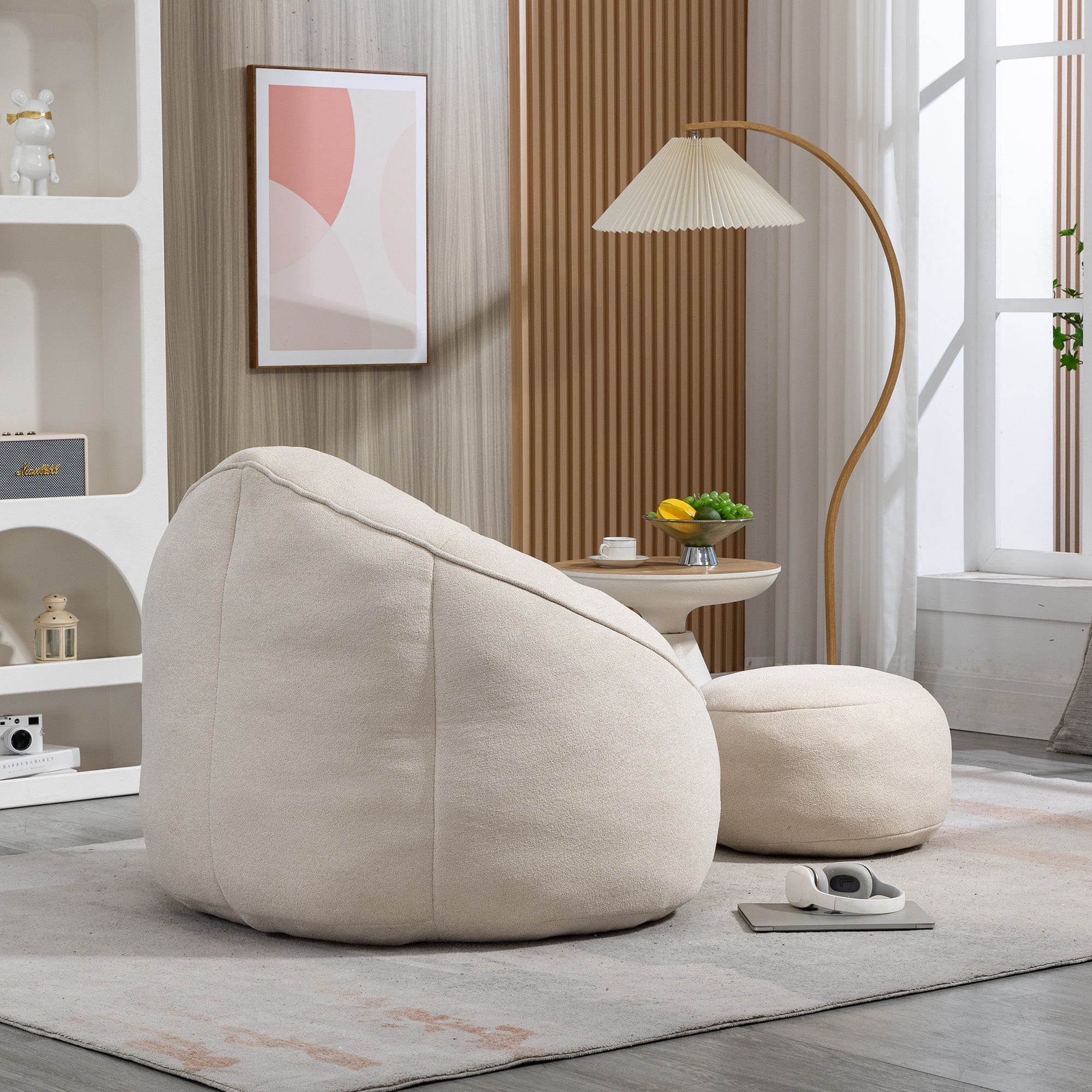 High Pressure Foam Bean Bag Chair with Footrest-American Furniture Outlet