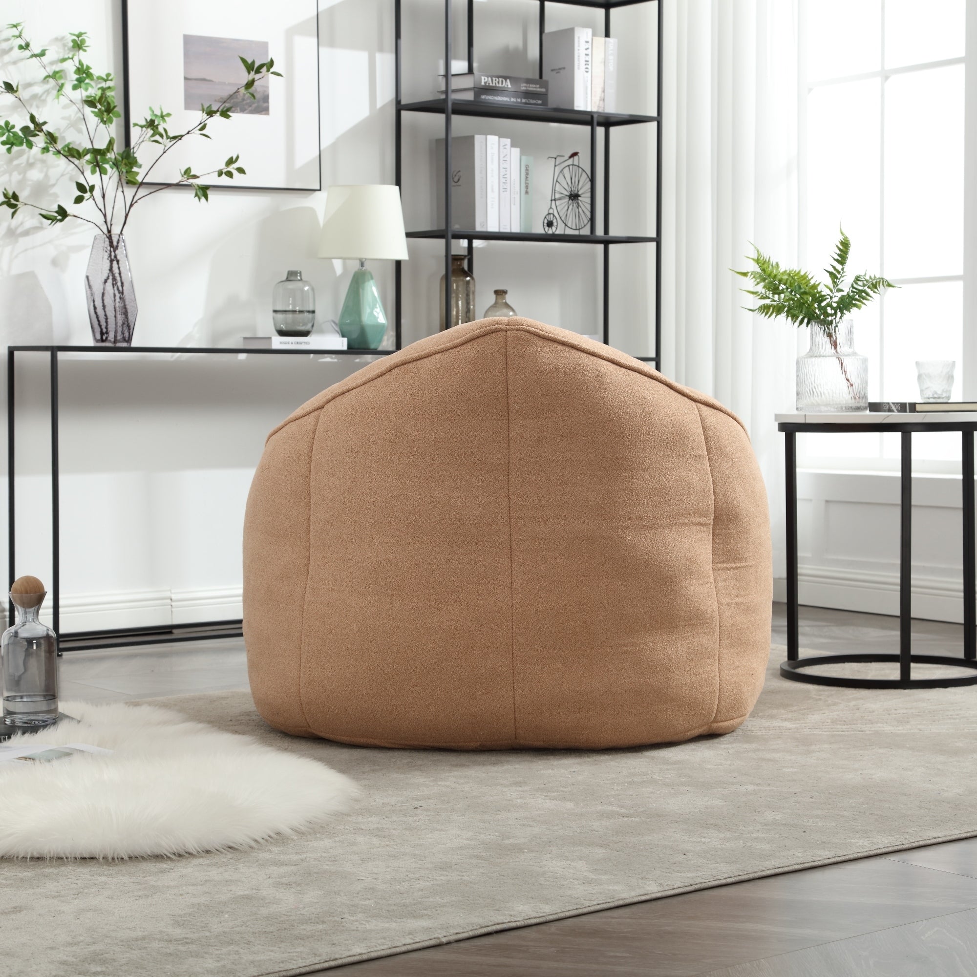 High Pressure Foam Bean Bag Chair with Footrest-American Furniture Outlet