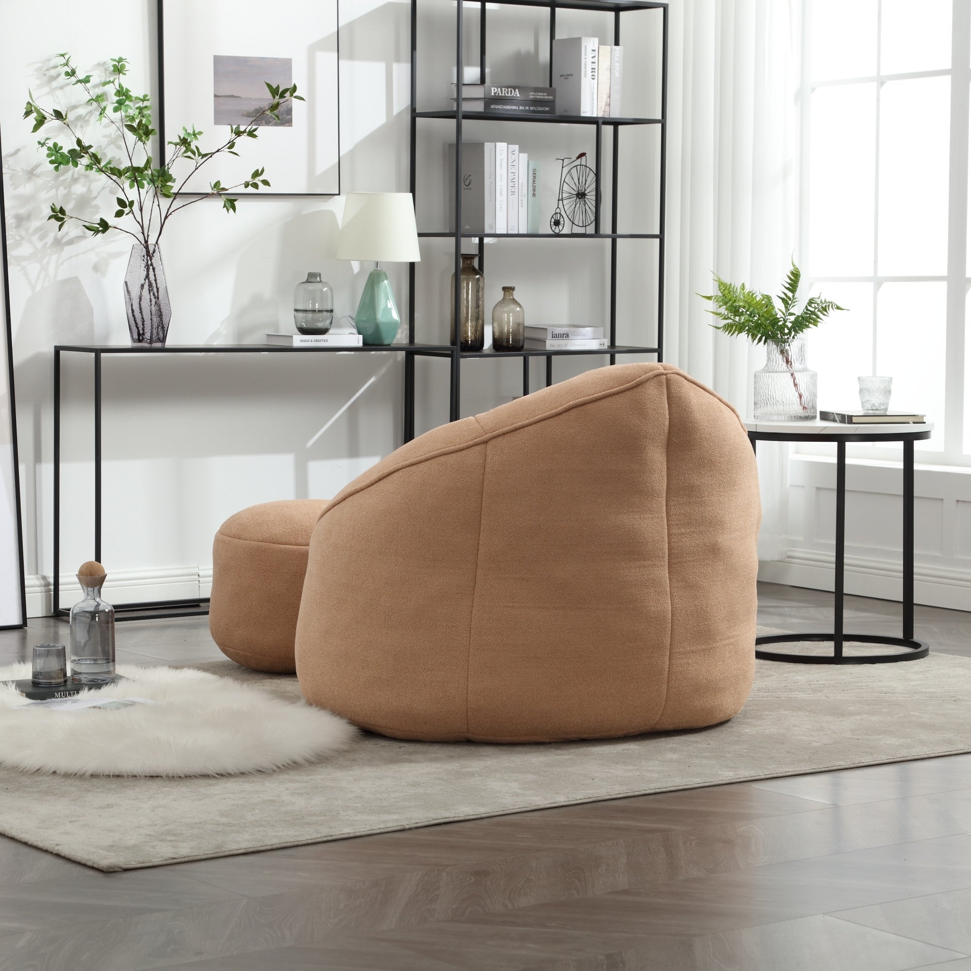 High Pressure Foam Bean Bag Chair with Footrest-American Furniture Outlet