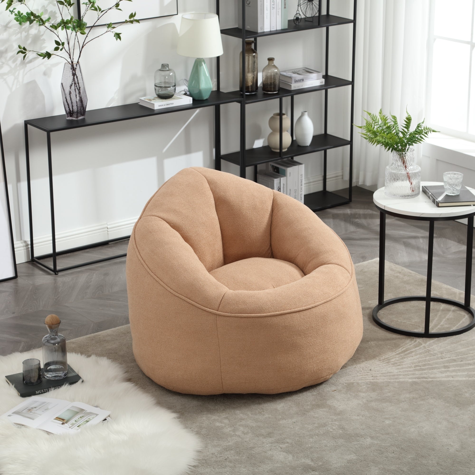 High Pressure Foam Bean Bag Chair with Footrest-American Furniture Outlet