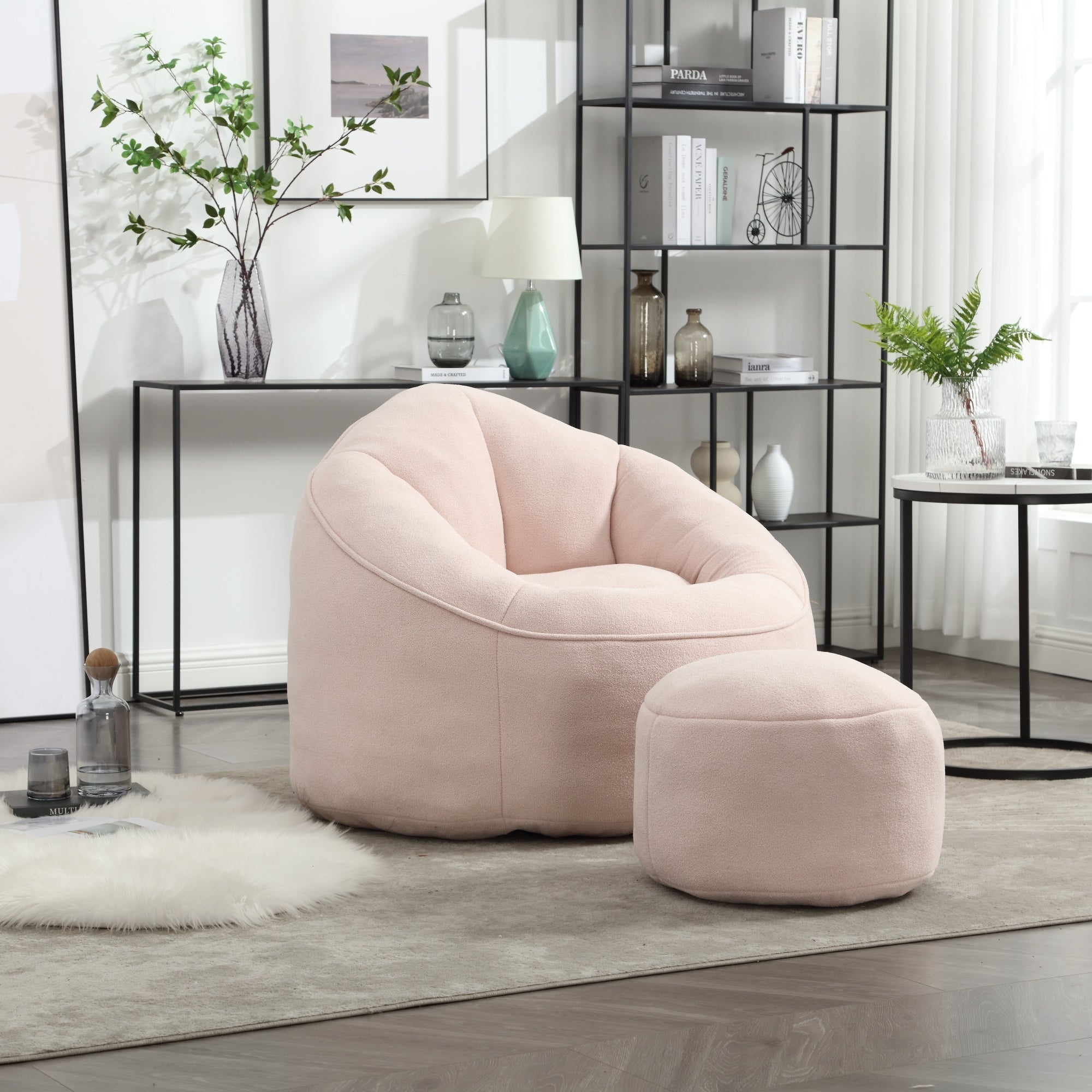 High Pressure Foam Bean Bag Chair with Footrest-American Furniture Outlet