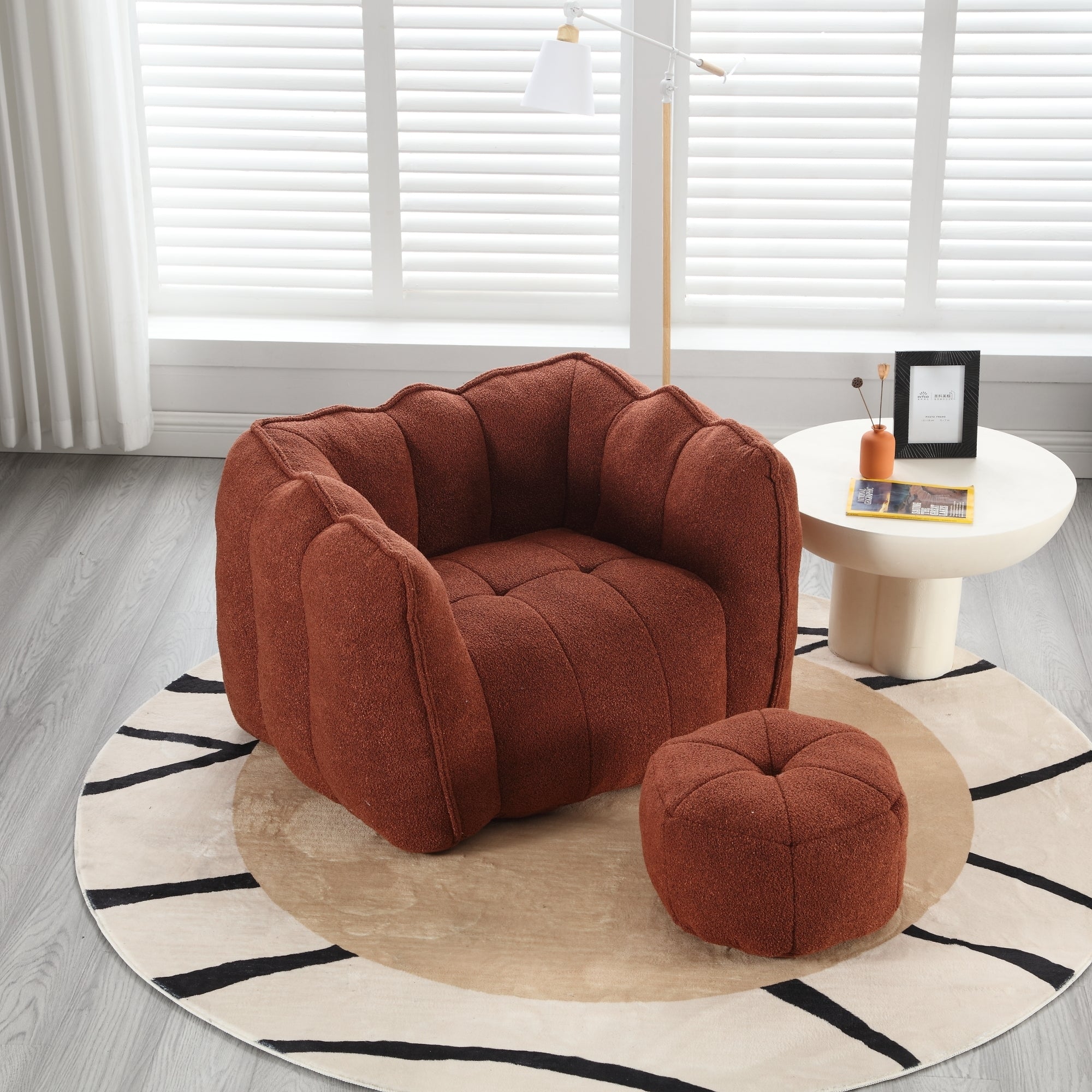 High Resilient Foam Bean Bag Chair with Footstool-American Furniture Outlet