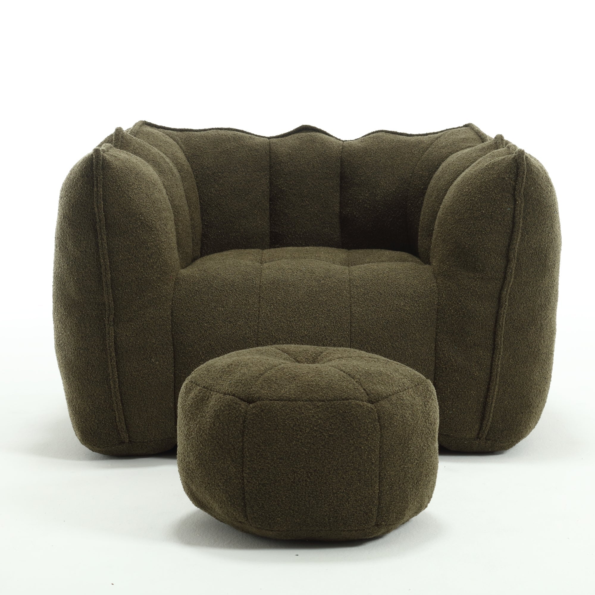 High Resilient Foam Bean Bag Chair with Footstool-American Furniture Outlet